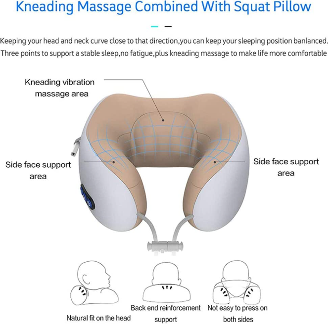 Almohada De Masaje Portátil Recargable En Forma De U Almohada De Viaje-7