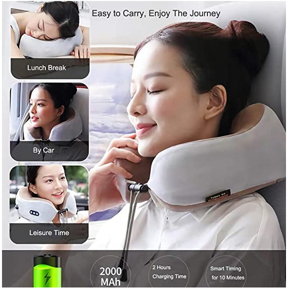 Almohada De Masaje Portátil Recargable En Forma De U Almohada De Viaje-5