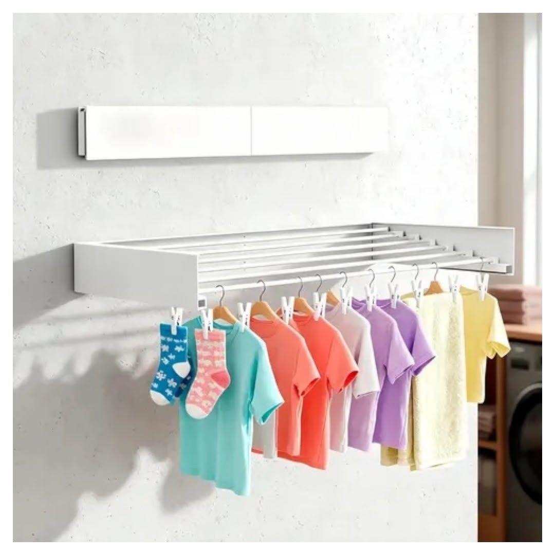 Tendedero de Ropa Plegable de Pared Colgador De 80 cm-5