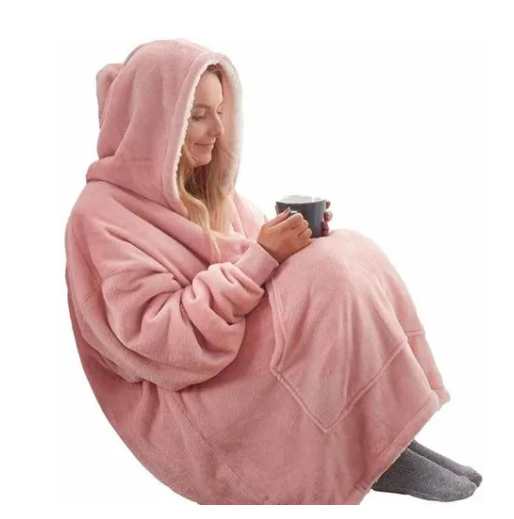 Polerón De Colores Con Capucha Suéter Manta Rosa-3