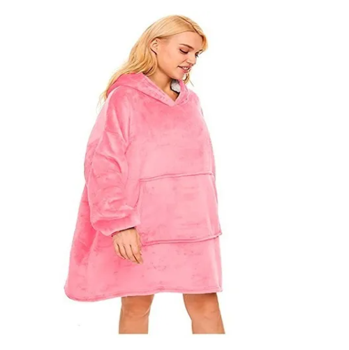 Polerón De Colores Con Capucha Suéter Manta Rosa-2