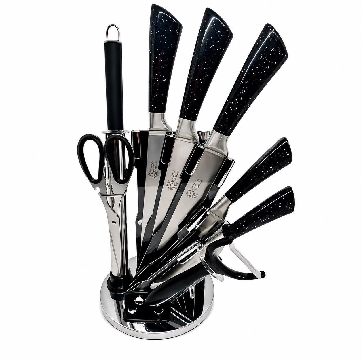 Set de Cuchillos de Cocina 8 Piezas con Soporte Giratorio Acero Inoxidable-0