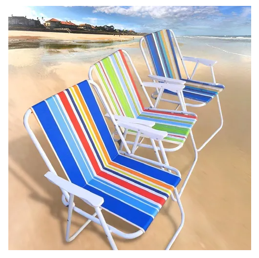 Set 3 Sillas De Playa Con Apoyabrazos Plegable Verano-3