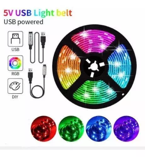 Tira Luces Led Rgb Con Mando Para Cambiar Colores 2 Metros-5