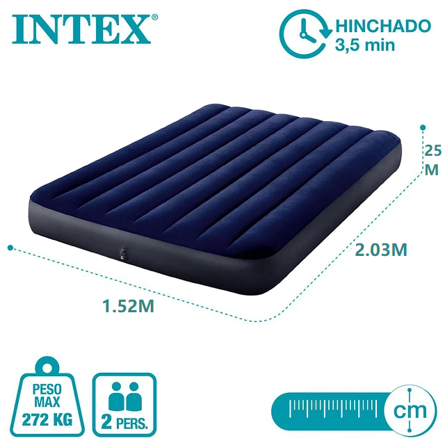 Colchón Inflable INTEX Para Dos Personas Ligero Y Duradero-2