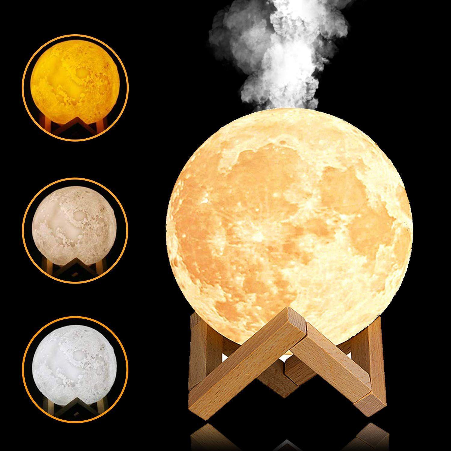 Lampara Luna Humidificador De Colores + 6 Esencias Aromáticas De 10ml-2