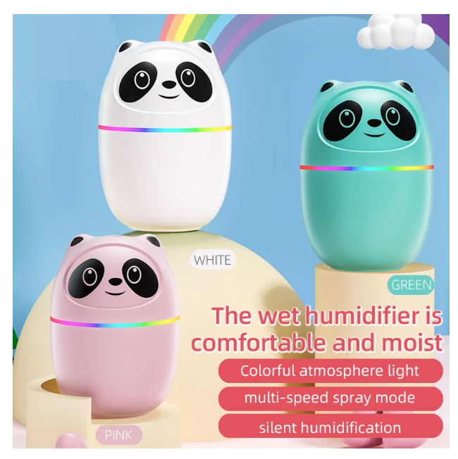 Humidificador Aromático De Panda Con 6 Esencias Blanco-5