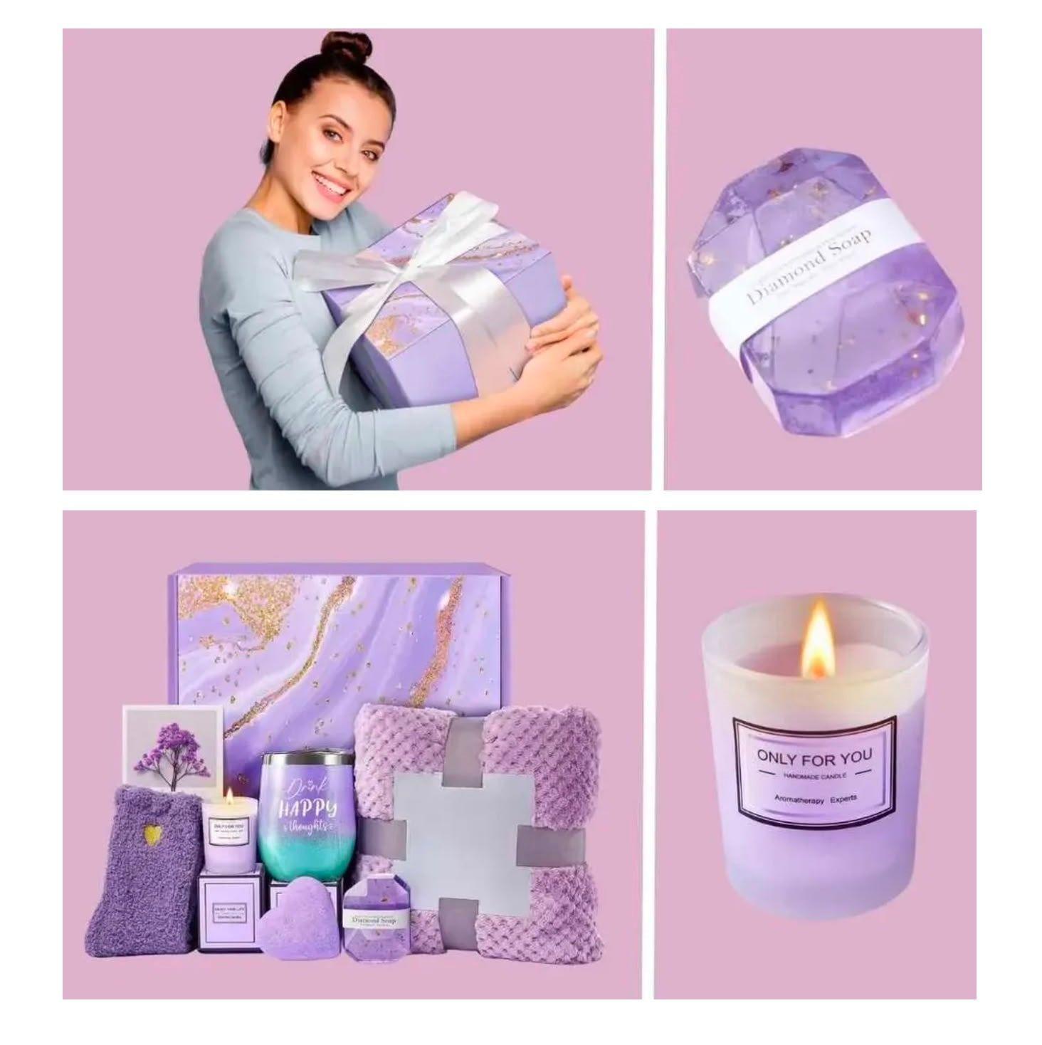 Set de Regalo Spa para Mujer 10 Piezas Kit de Autocuidado y Relajación Morado-2