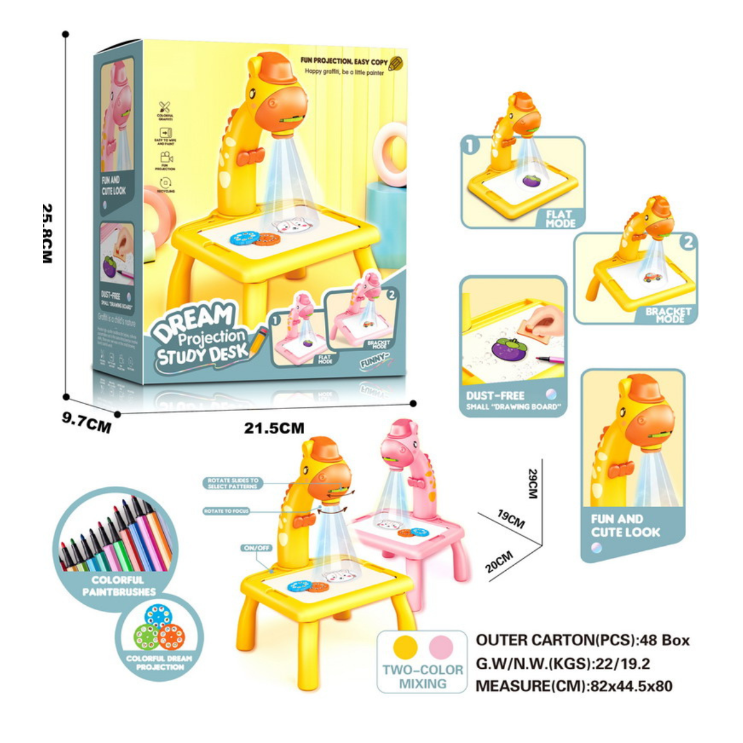 Mini mesa de dibujo proyector Rosada-1