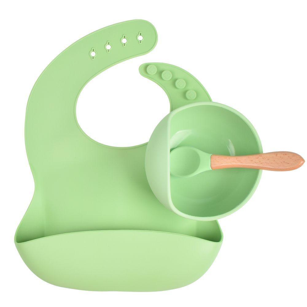 Set de alimentación bebé libre de bpa verde-0