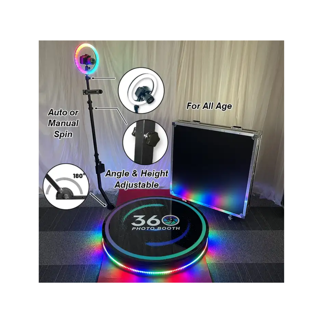 Plataforma giratoria 360 luz Photobooth 100 cm eventos metal-4