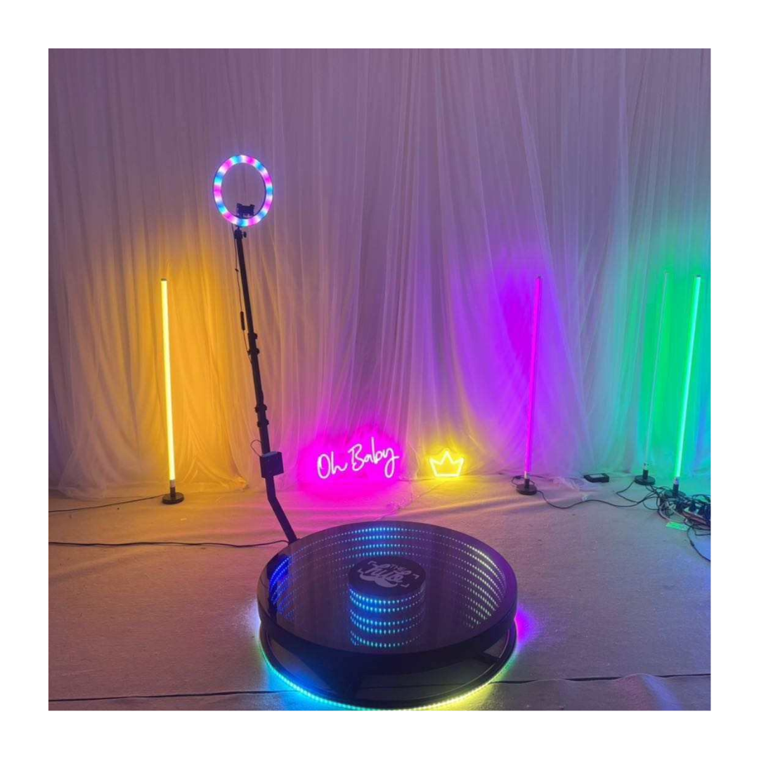 Plataforma giratoria 360 luz Photobooth 100 cm eventos vidrio-1