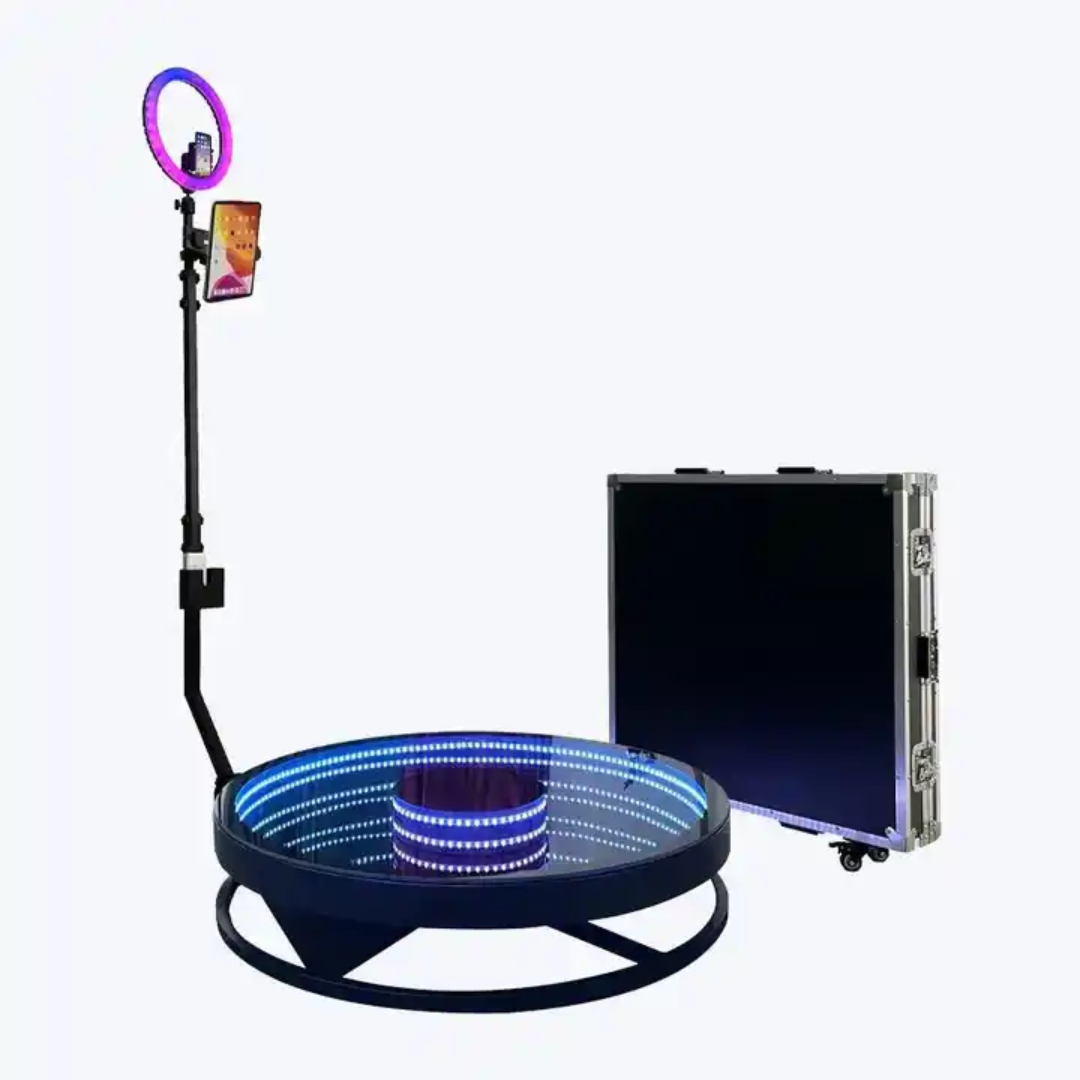 Plataforma giratoria 360 luz Photobooth 100 cm eventos vidrio-2