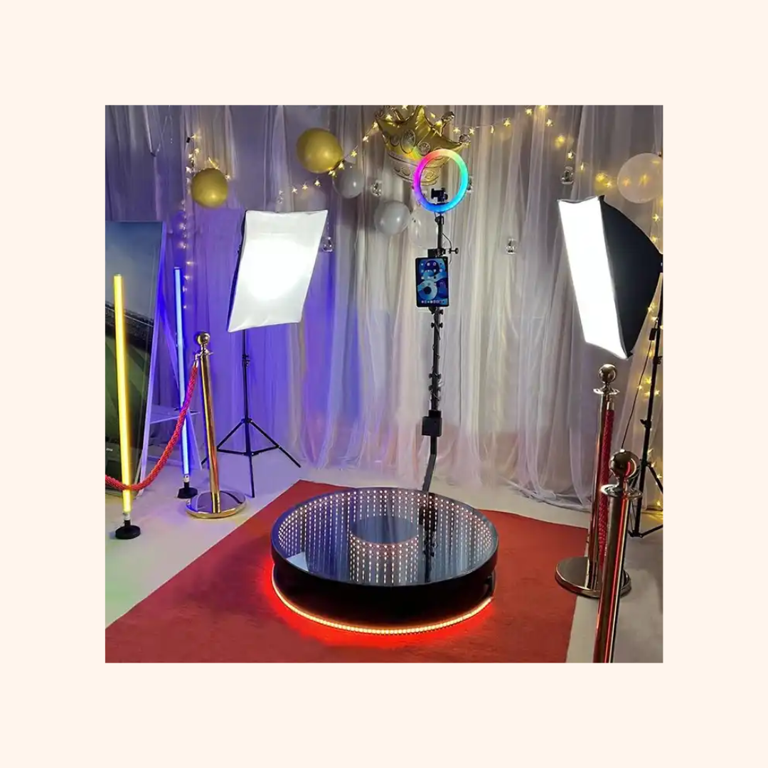 Plataforma giratoria 360 luz Photobooth 100 cm eventos vidrio-3
