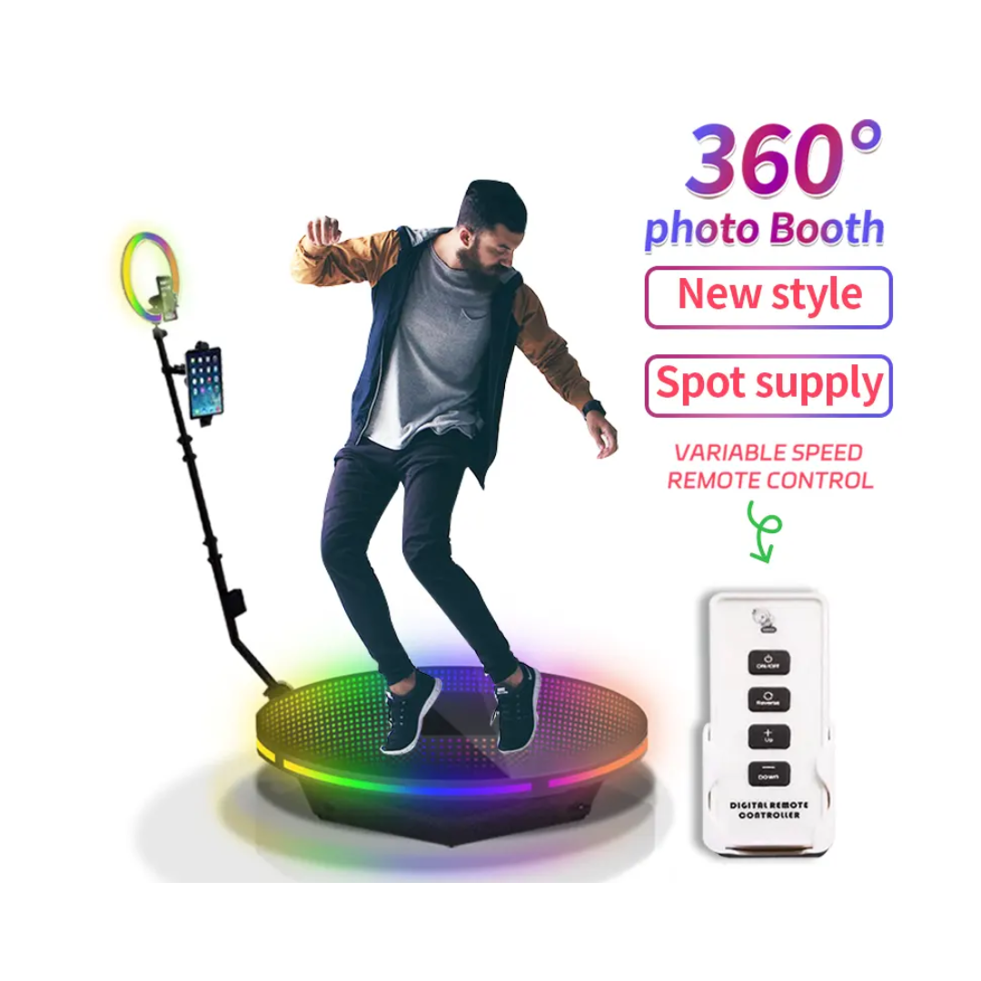 Plataforma giratoria 360 luz Photobooth 100 cm eventos vidrio-4