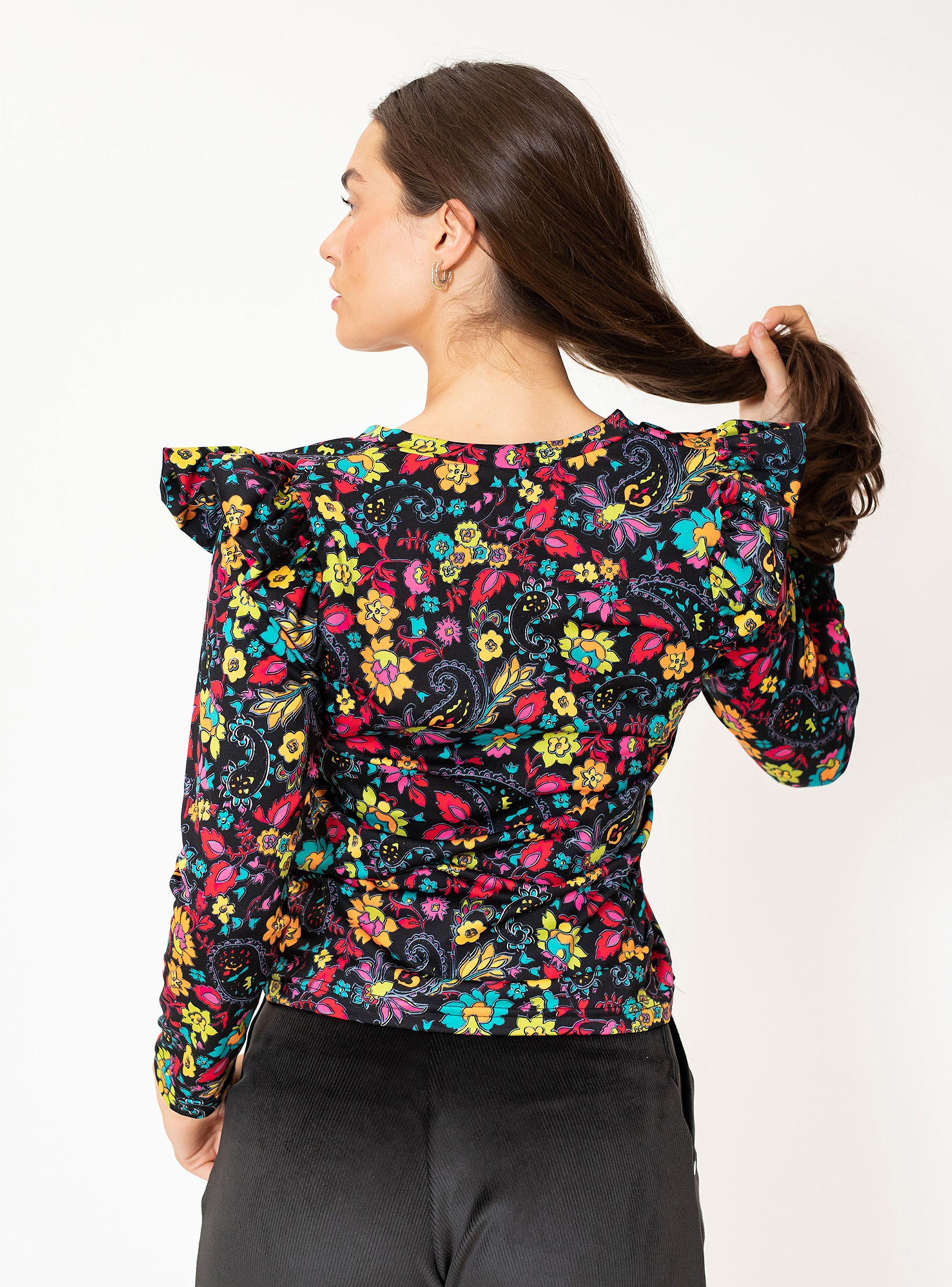 Polera Tami Negro Florcitas Natalia Seguel-4
