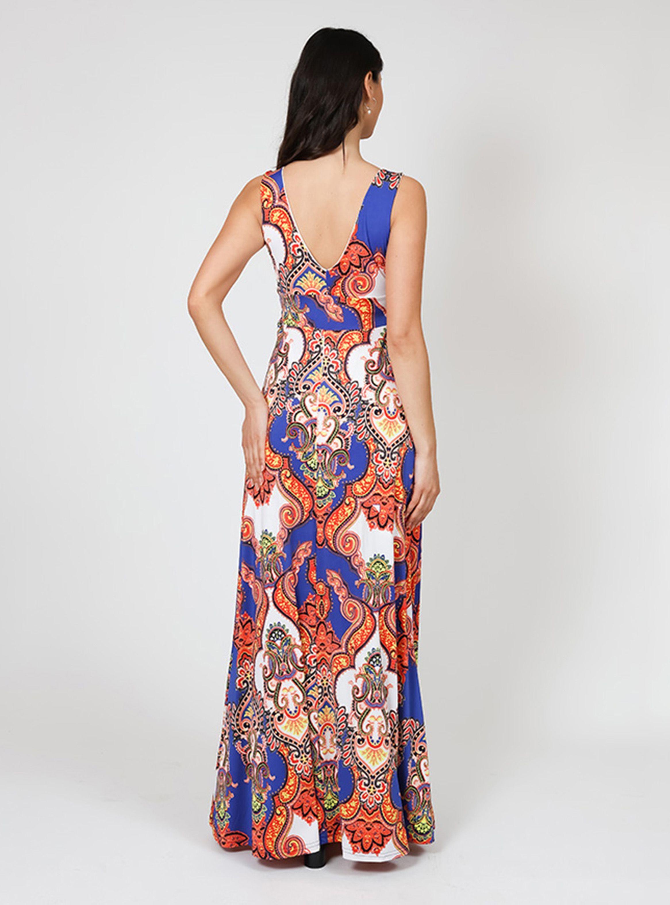 Vestido Vera Sin Mangas Azul Naranjo Pasley Natalia Seguel-3