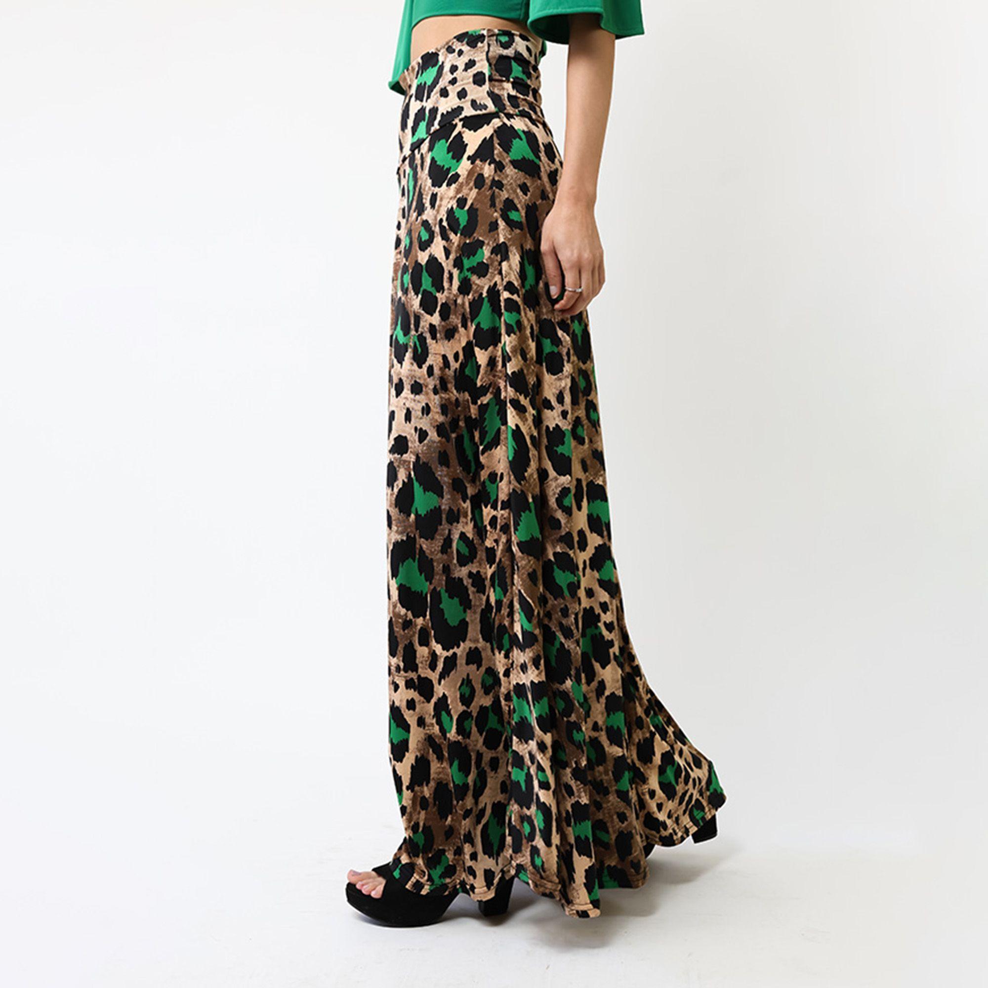 Falda Martina Animalprint Verde | Natalia Seguel-3