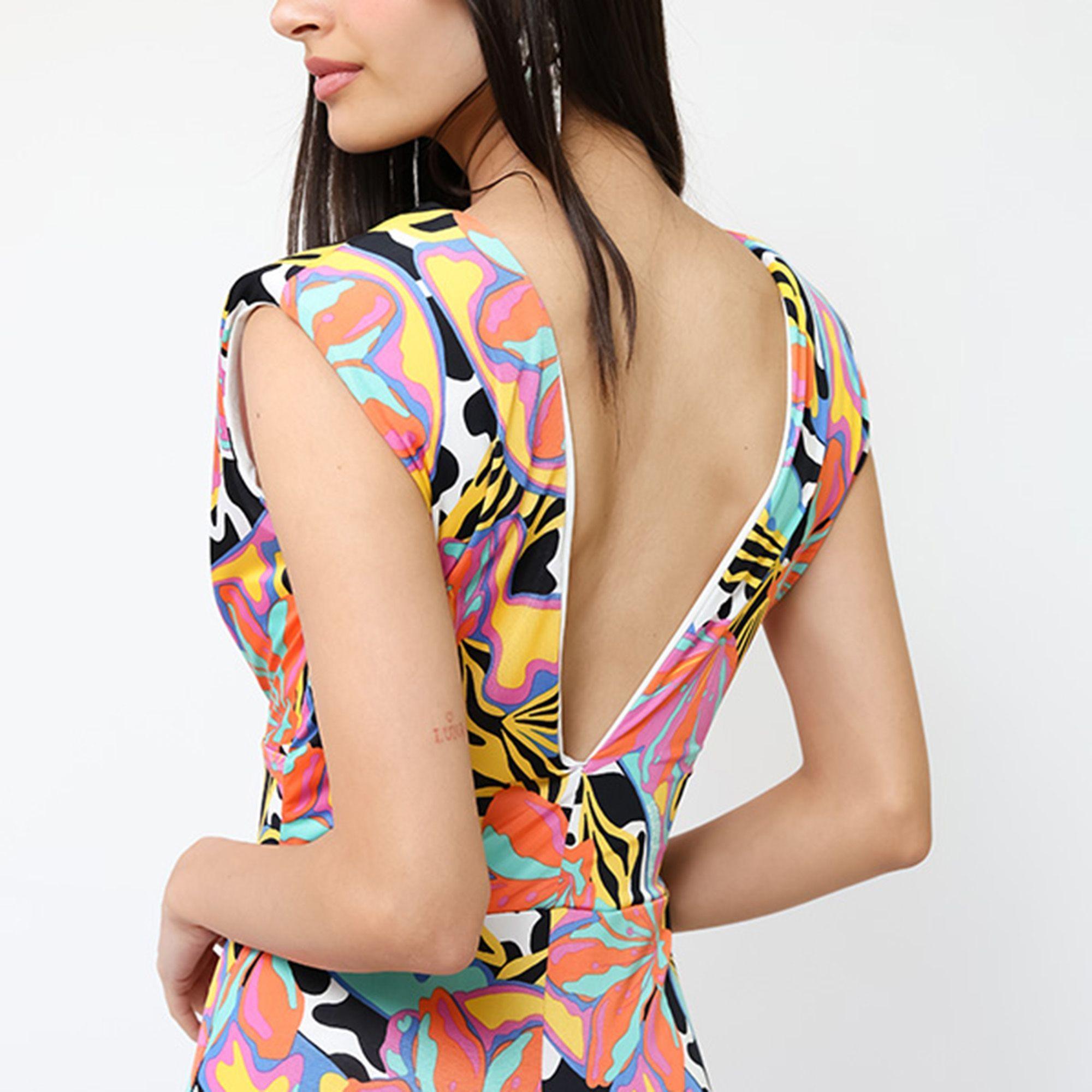 Vestido Camile Flores Naranjas turquesa Amarillo | Natalia Seguel-4