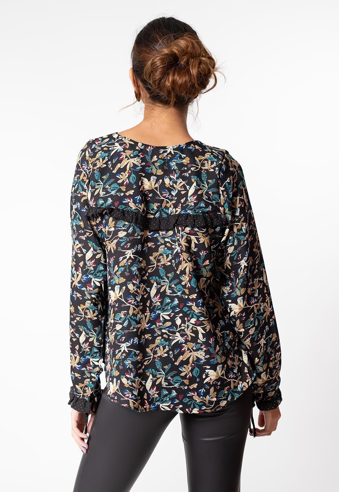 Blusa Helena Negro Hojas Natalia Seguel-2