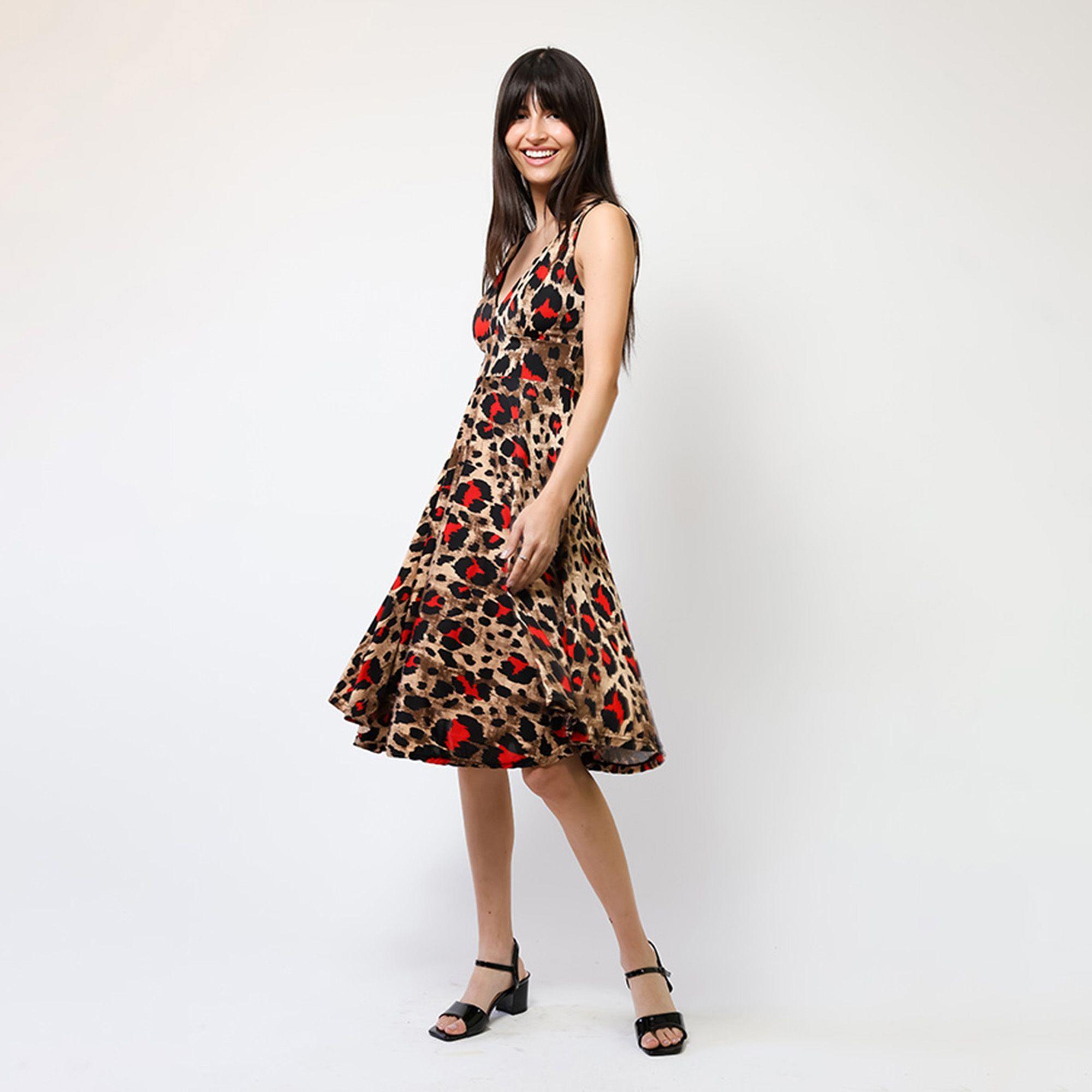 Vestido Dani Animalprint Rojo - Diseño Chileno | Natalia Seguel-3