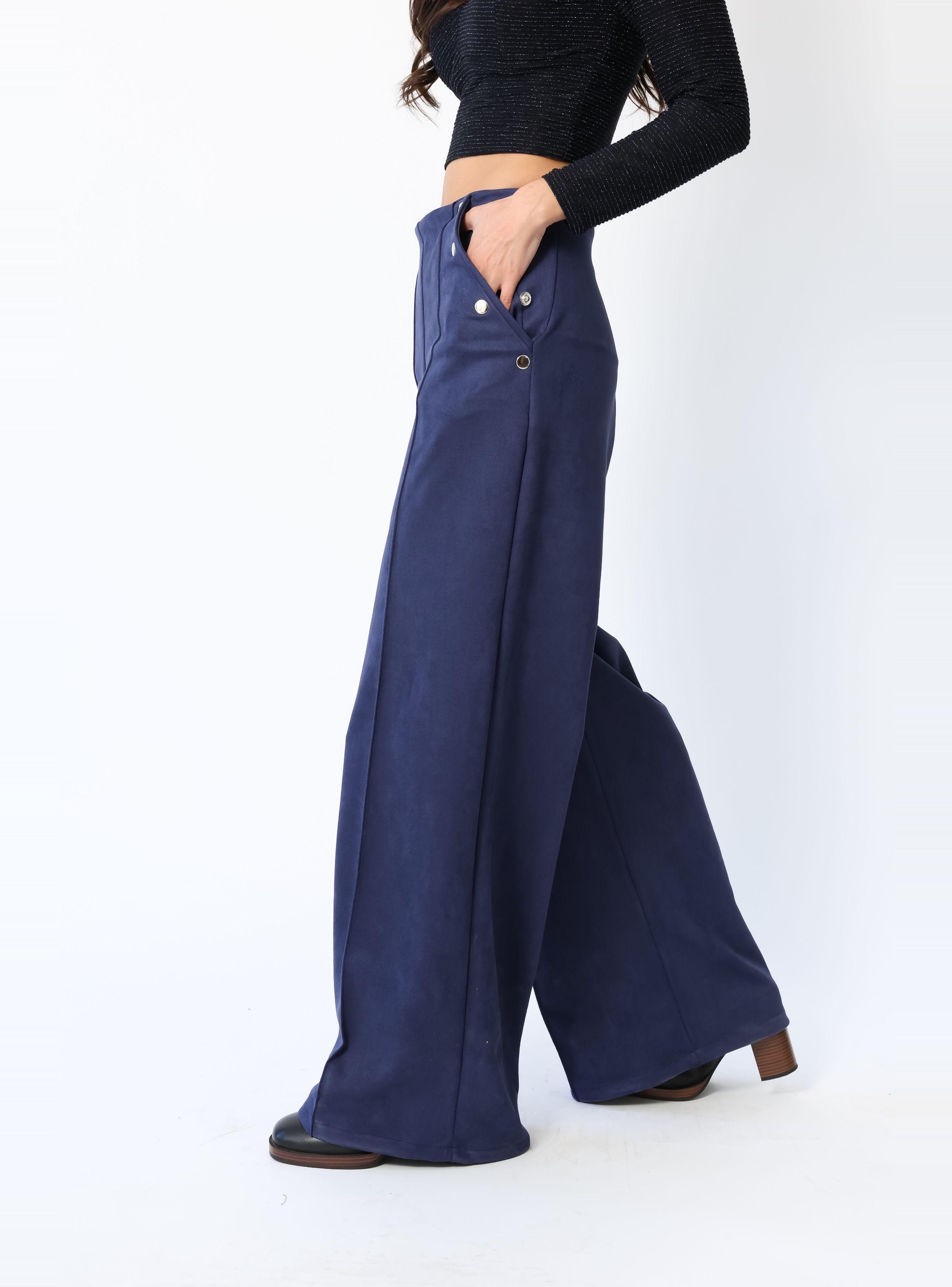 Palazzo Clare Gamuza Bolsillos Azul Francia - Diseño Chileno | Natalia Seguel-3
