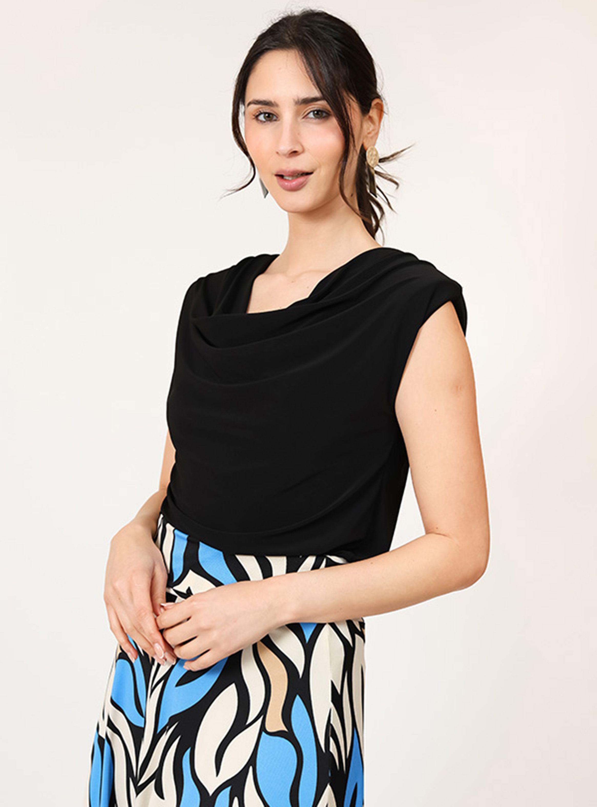 Polera Drapeada Negro Natalia Seguel-2