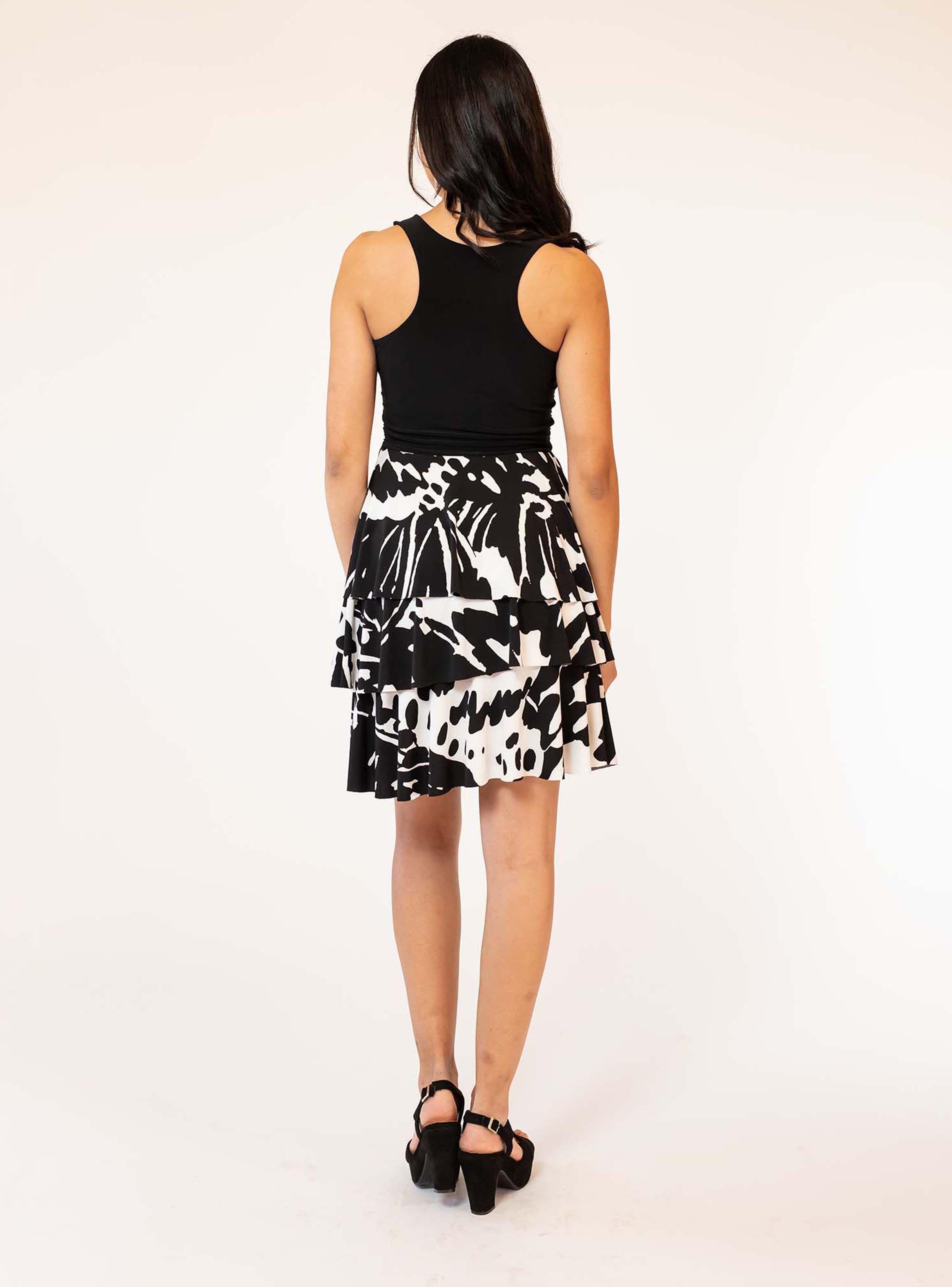 Vestido Corto Capitas Negro Hojas Natalia Seguel-2