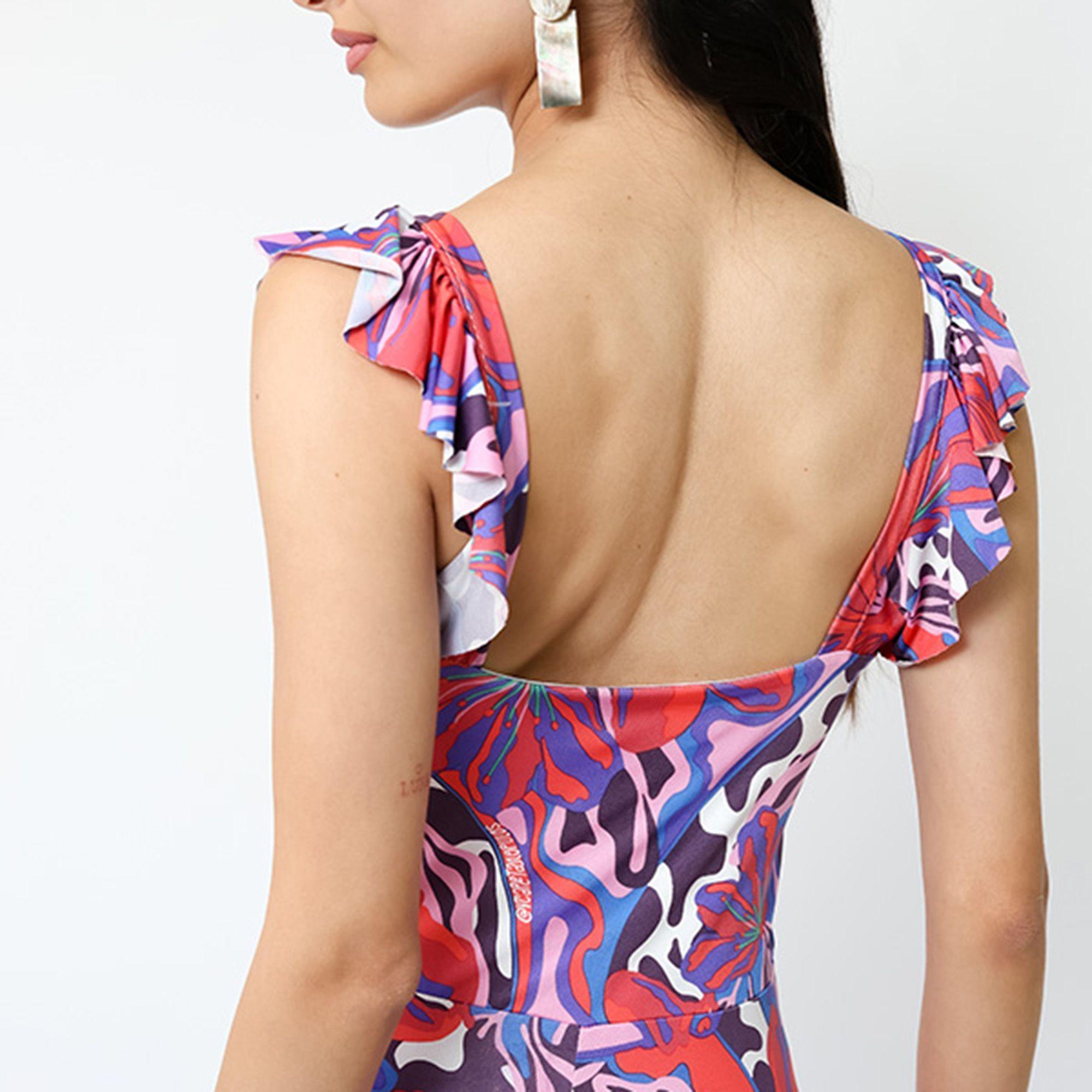 Vestido Mercedes Violeta Hojas Fucsia | Natalia Seguel-4