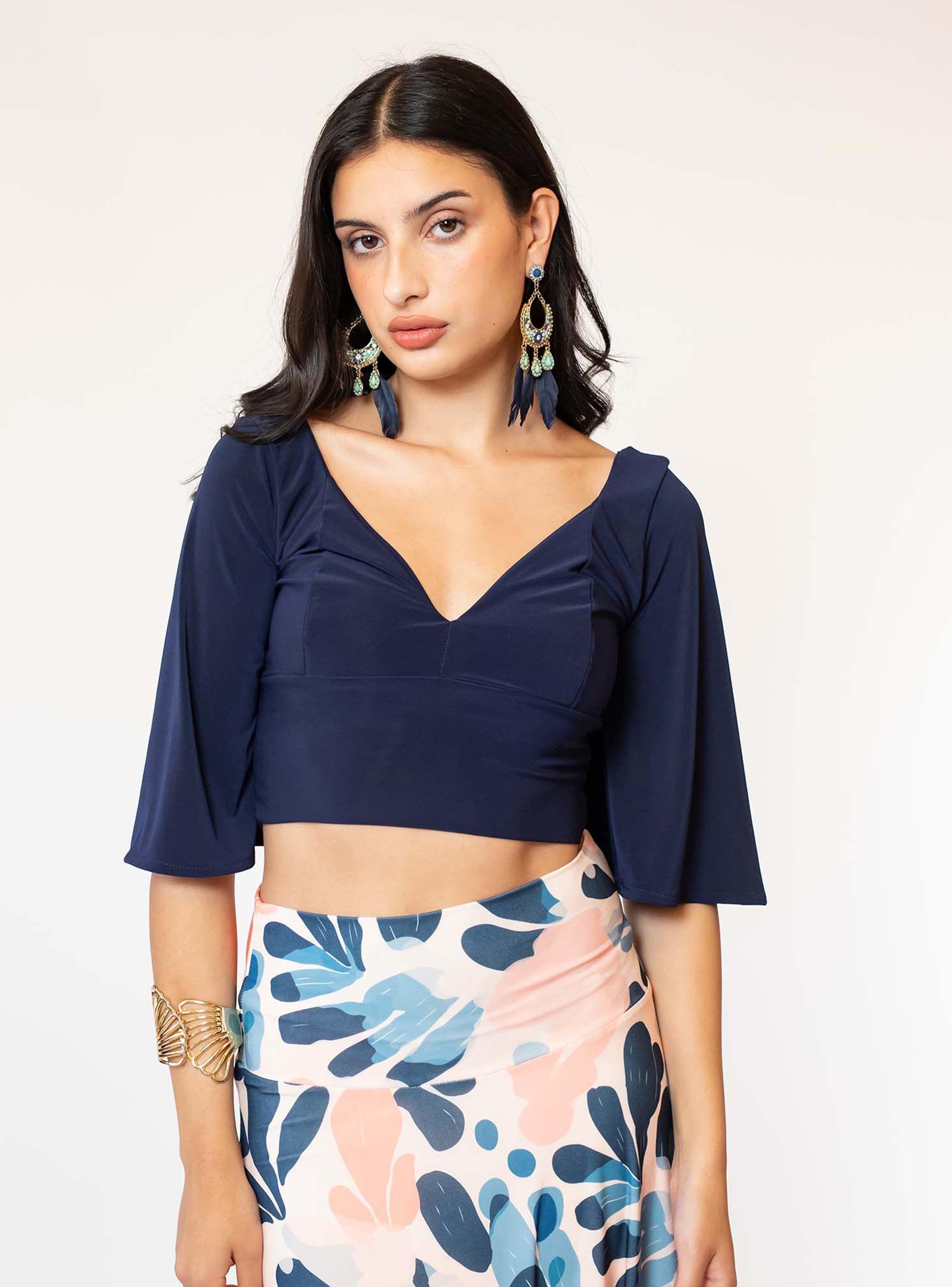 Crop Top Magdalena Azul Francia Natalia Seguel-4