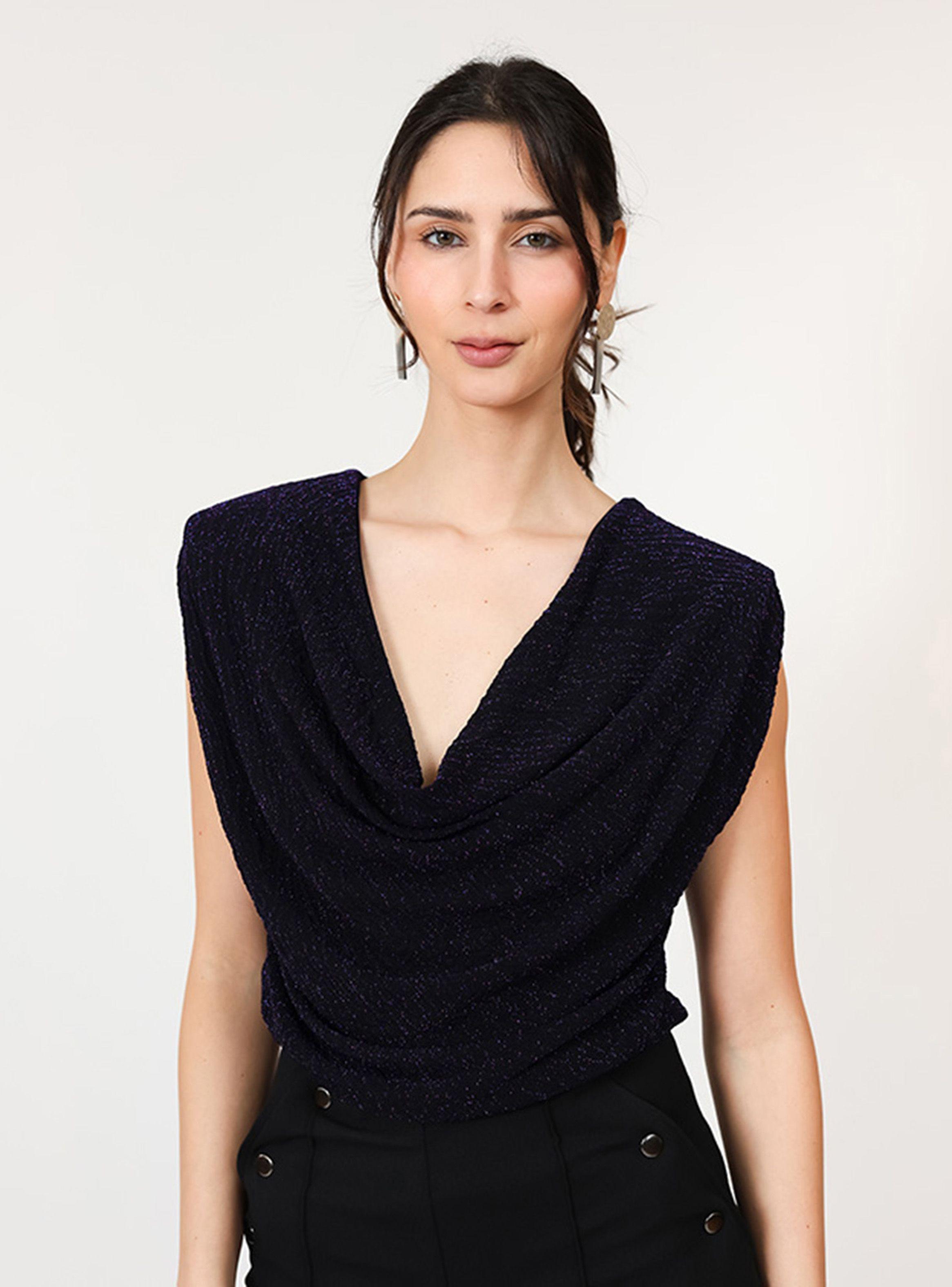 Polera Camile Negro Purpura Brillos Natalia Seguel-2