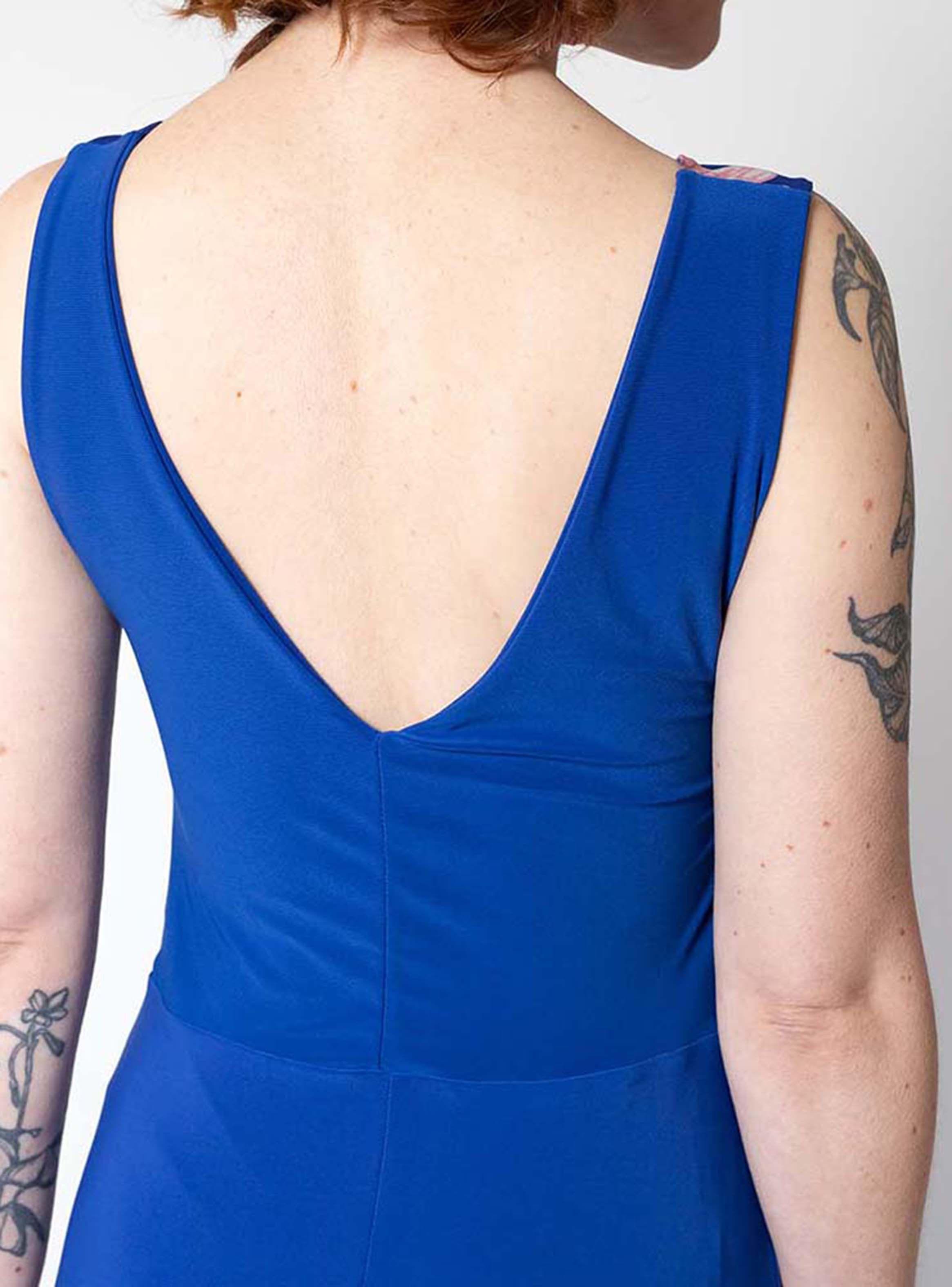 Descripción Vestido Lina Azulino Flores Rosa:-4