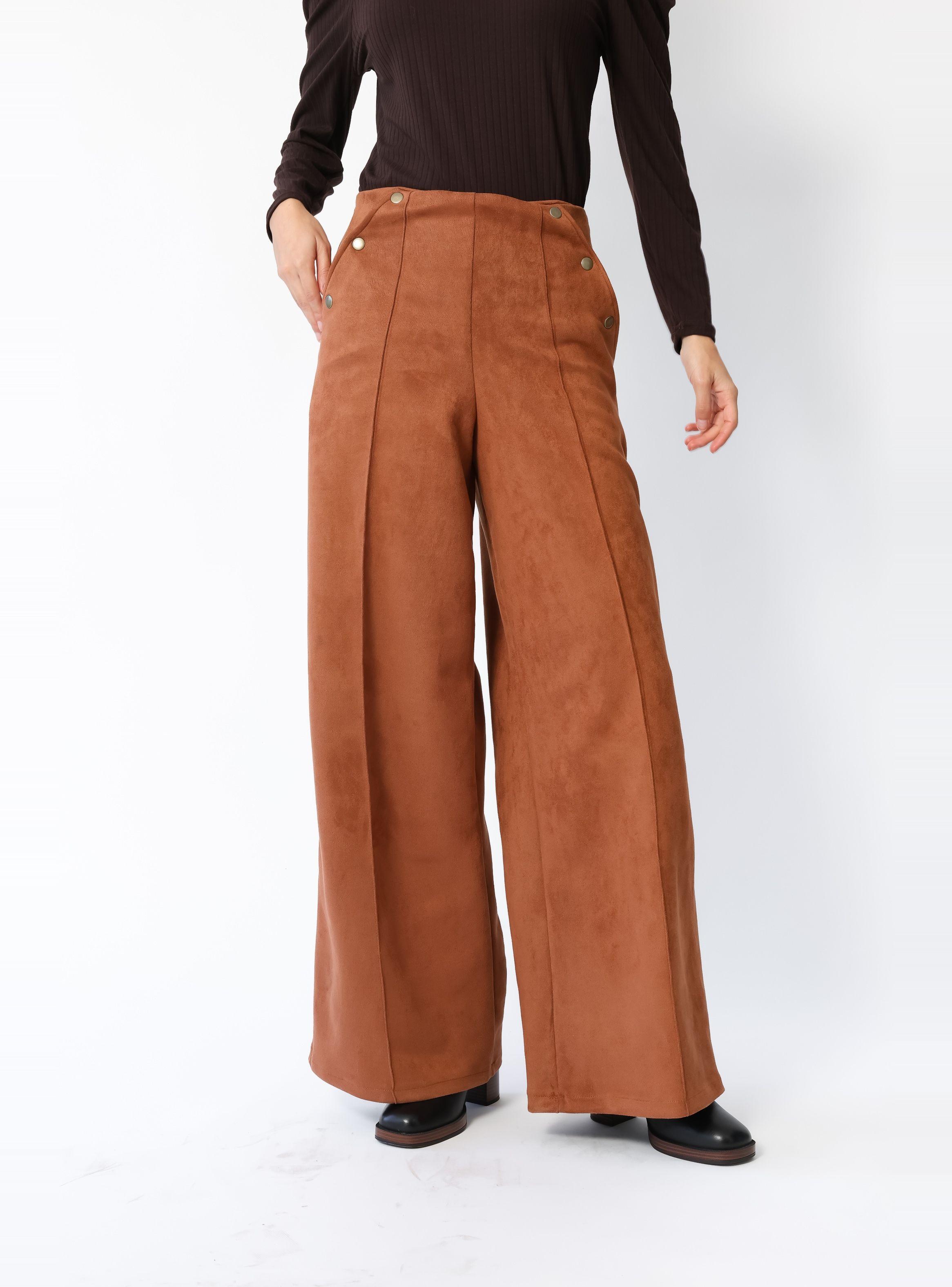 Palazzo Clare Gamuza Bolsillos Camel - Diseño Chileno | Natalia Seguel-3