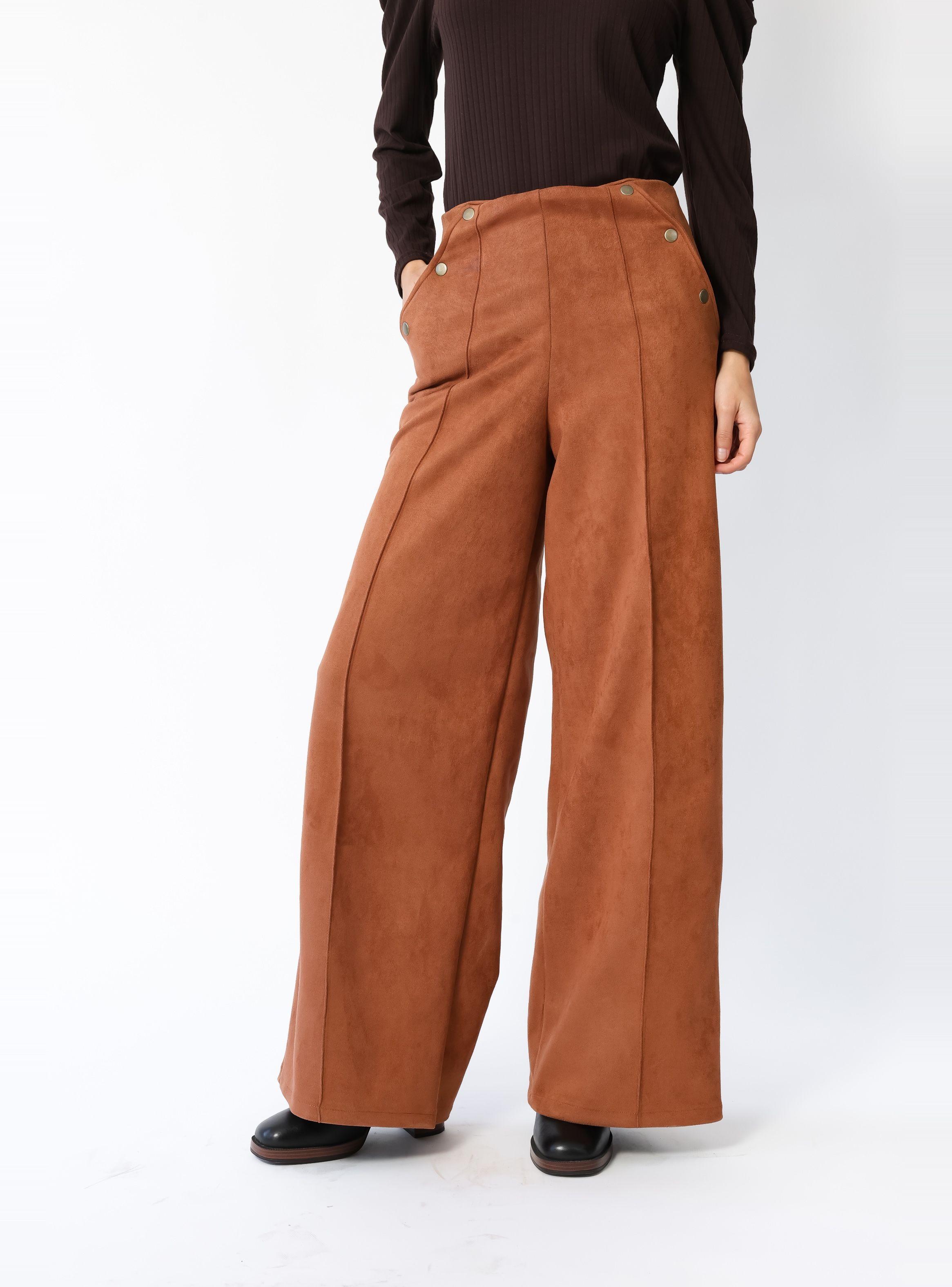 Palazzo Clare Gamuza Bolsillos Camel - Diseño Chileno | Natalia Seguel-4