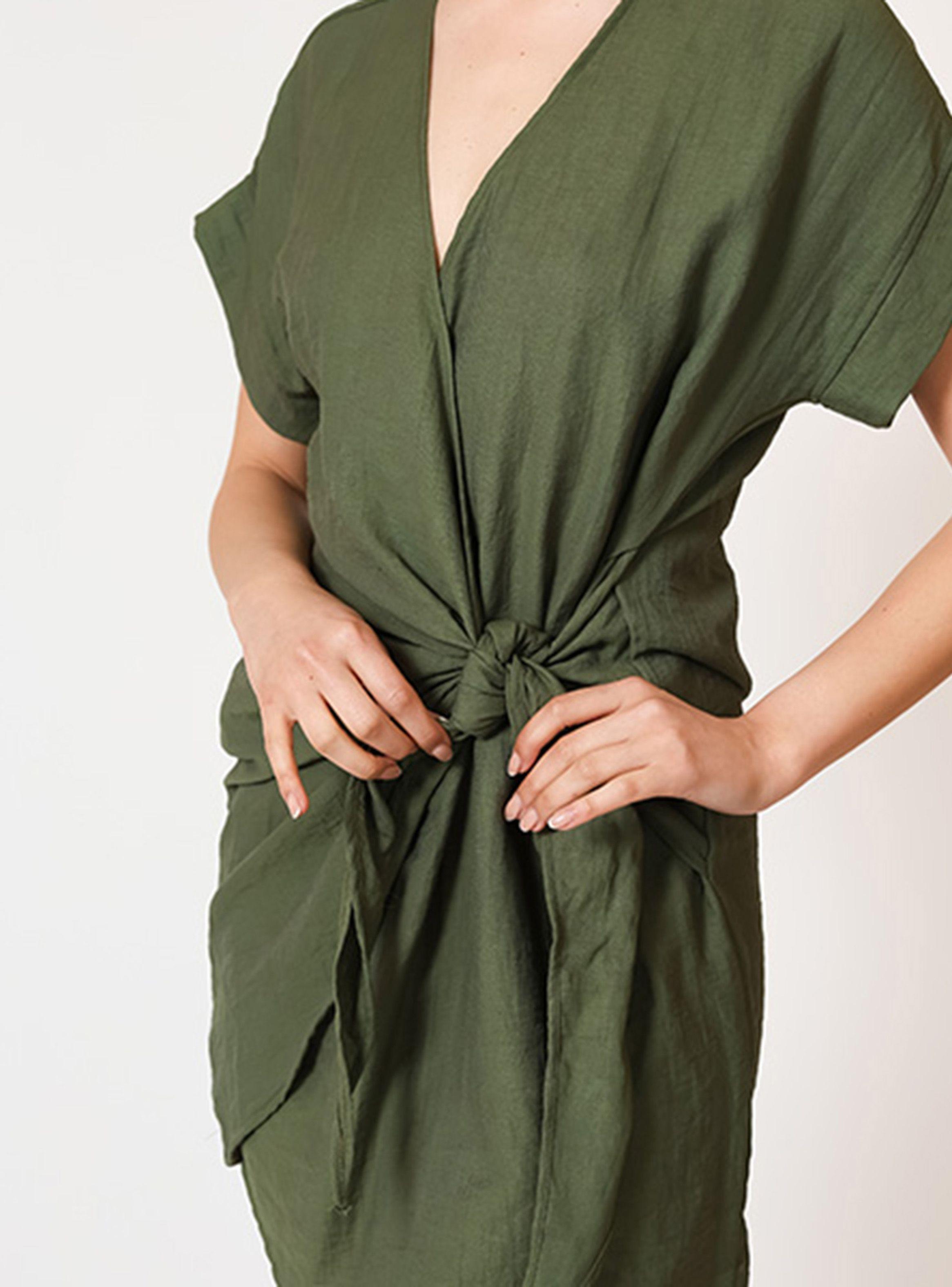 Vestido Josefina Verde Botella Lino Natalia Seguel-5