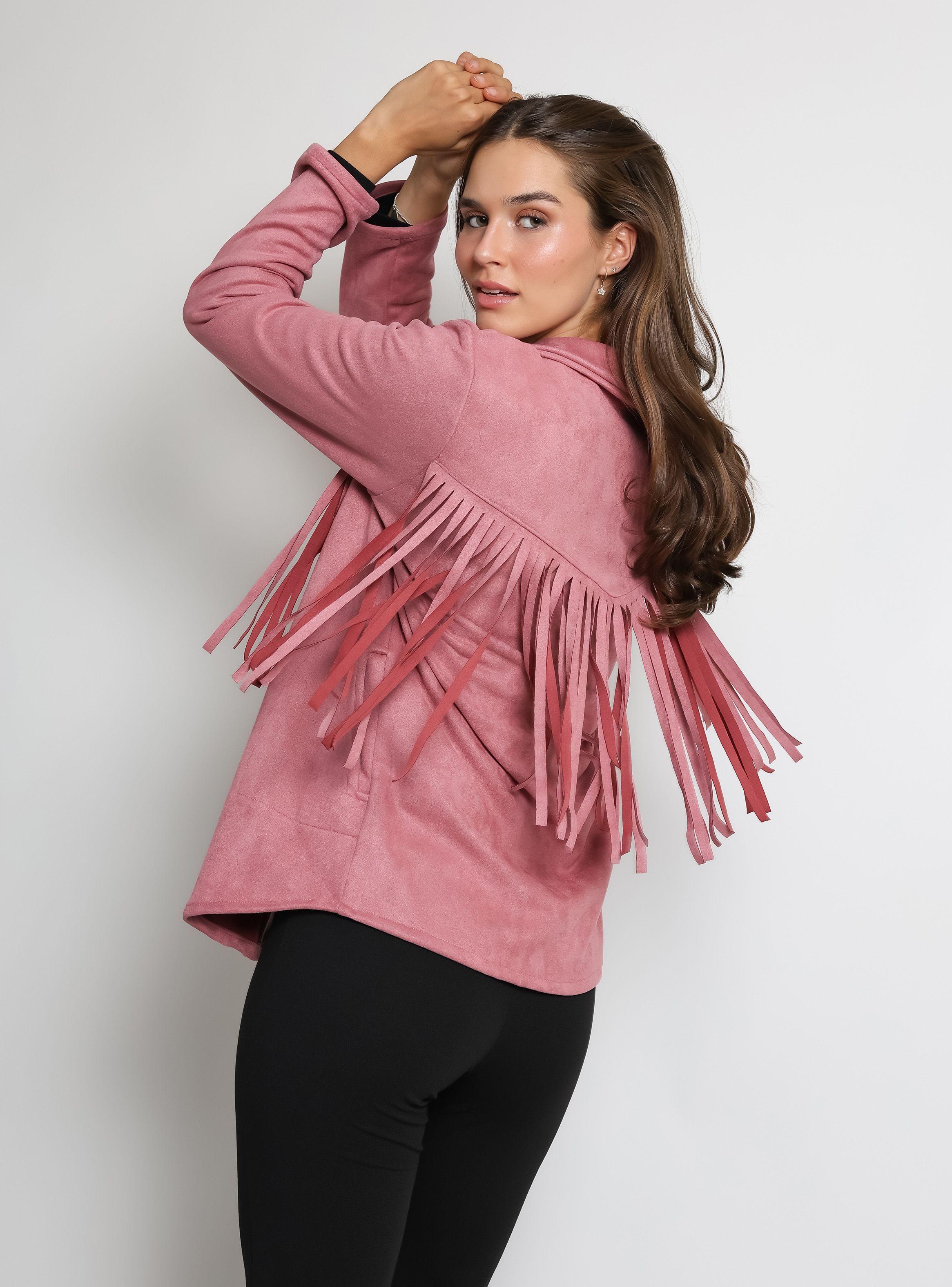 Chaqueta Flecos Rosa Natalia Seguel-5