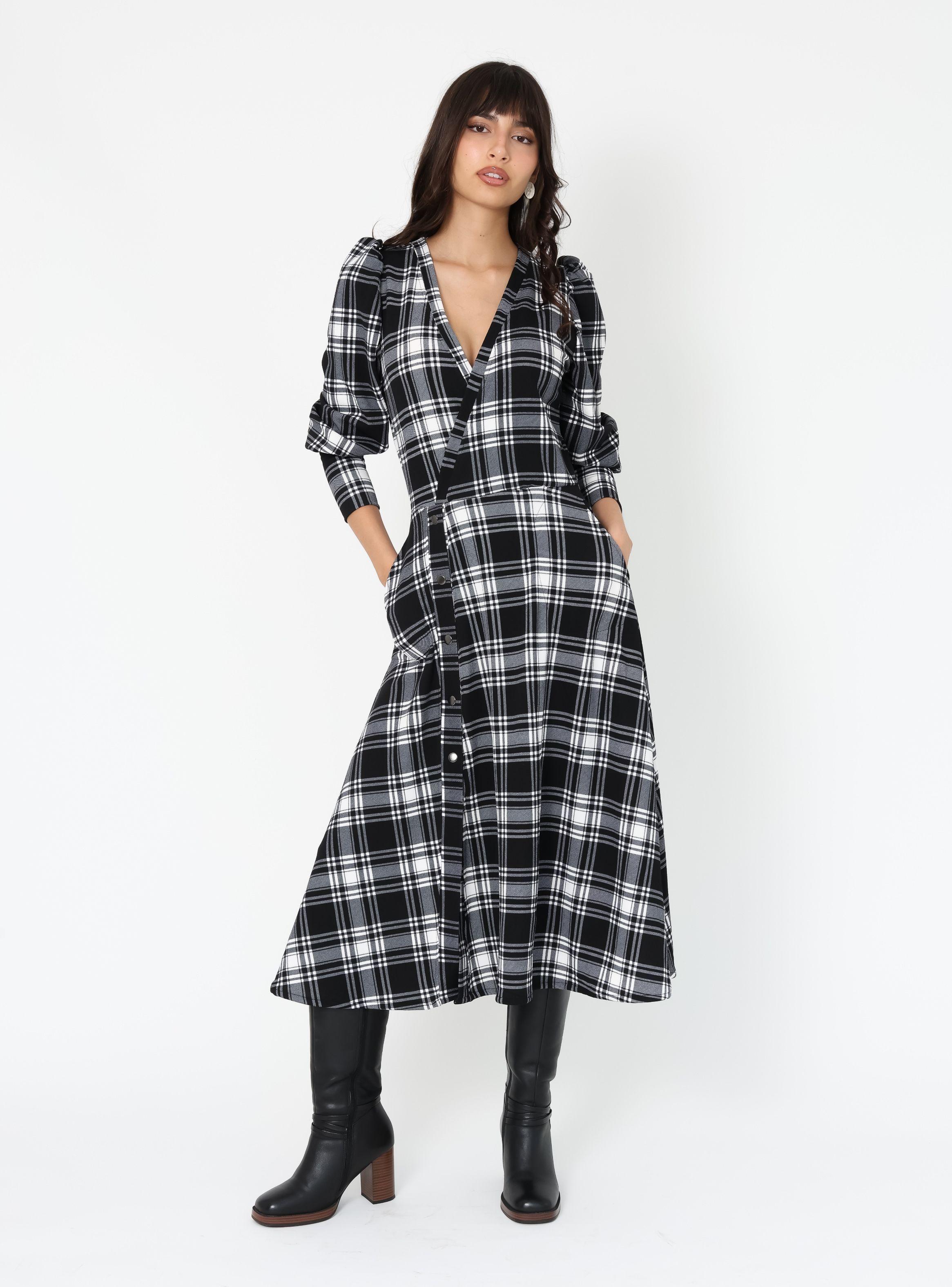 Vestido Mara Negro Cuadrillé - Diseño Chileno | Natalia Seguel-3