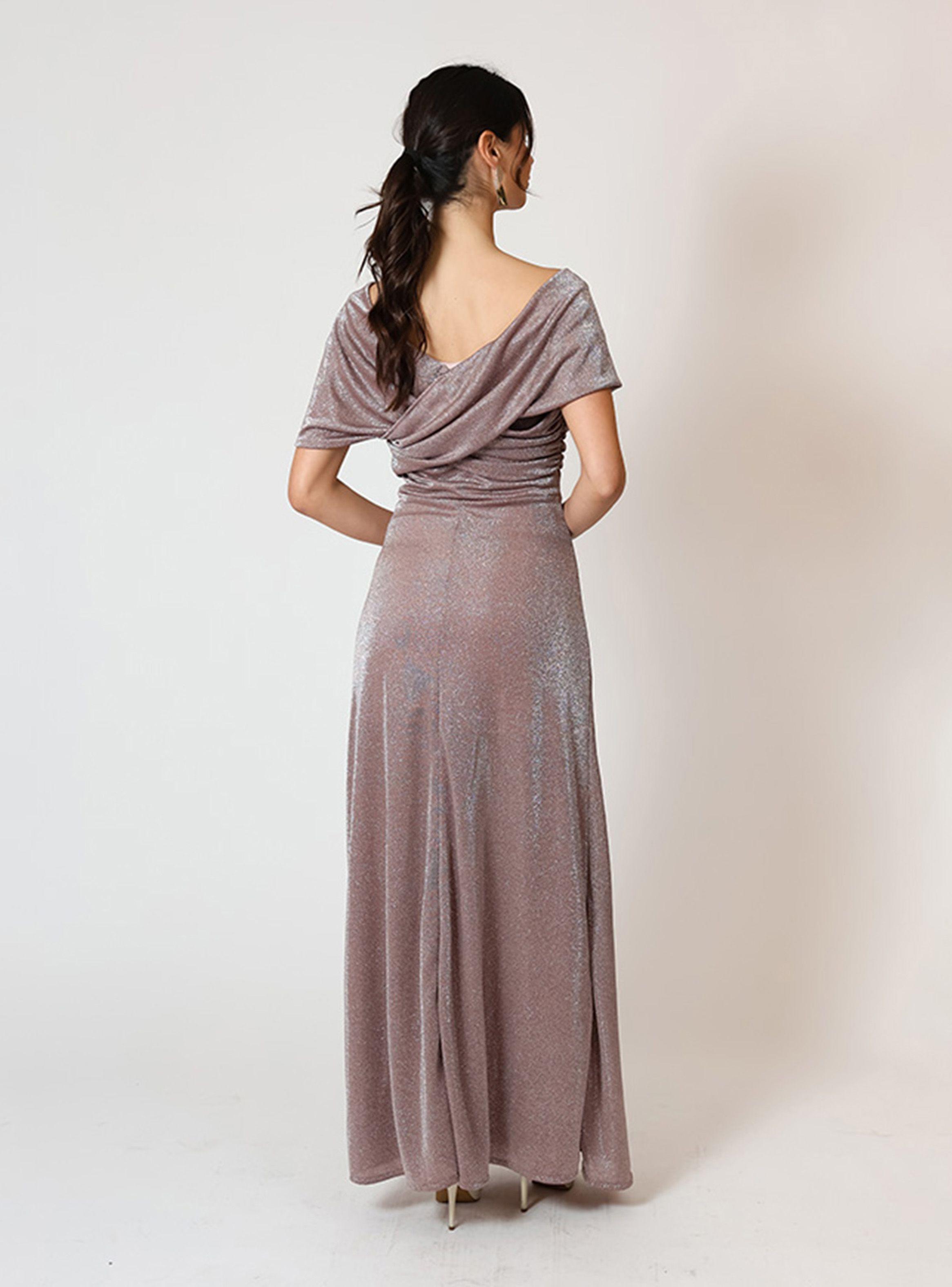 Vestido Suri Tajo Fiesta Rosa Brillos Natalia Seguel-3