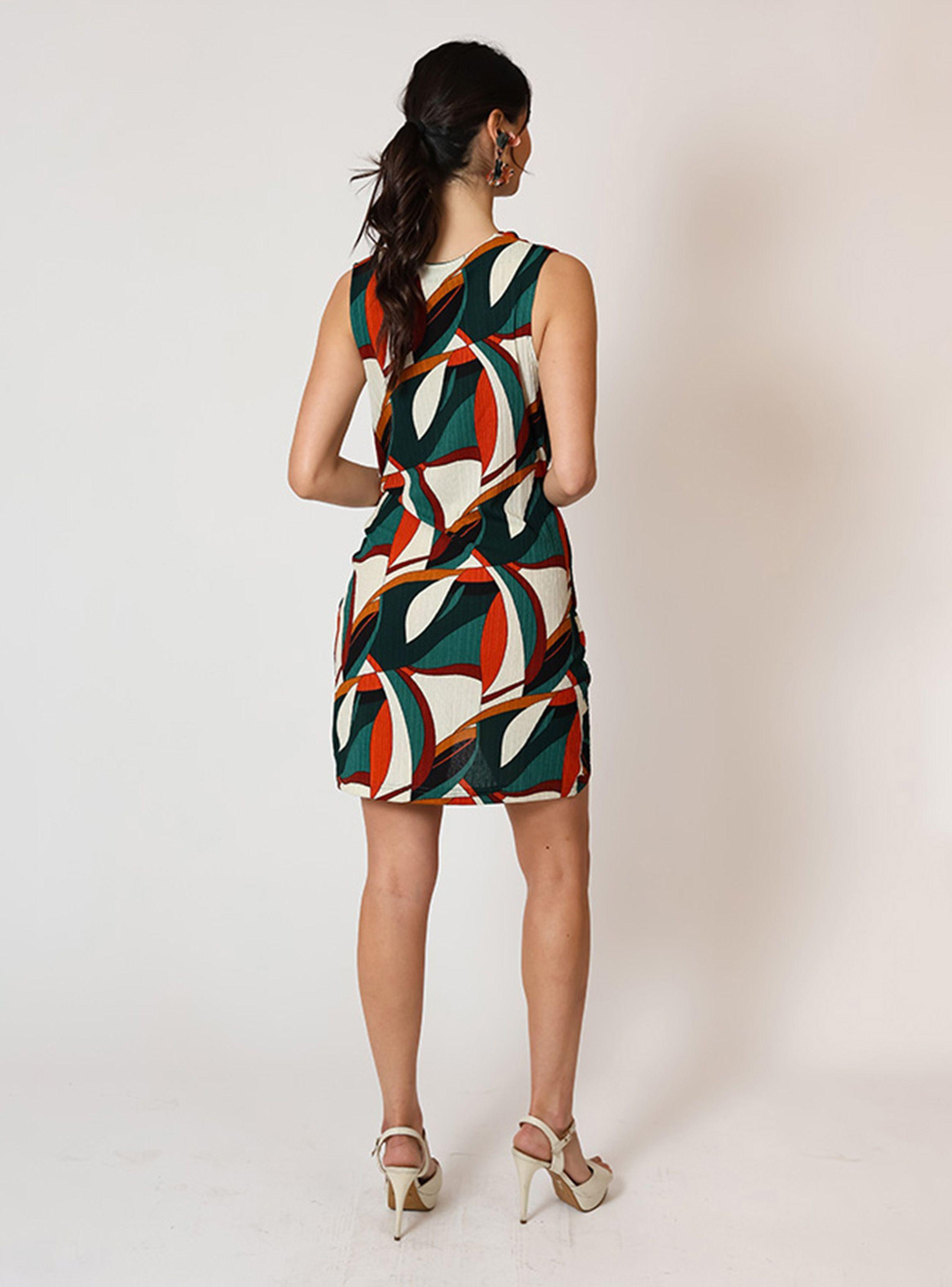 Vestido Jose Sin Mangas Hojas Verde Terracota Natalia Seguel-2