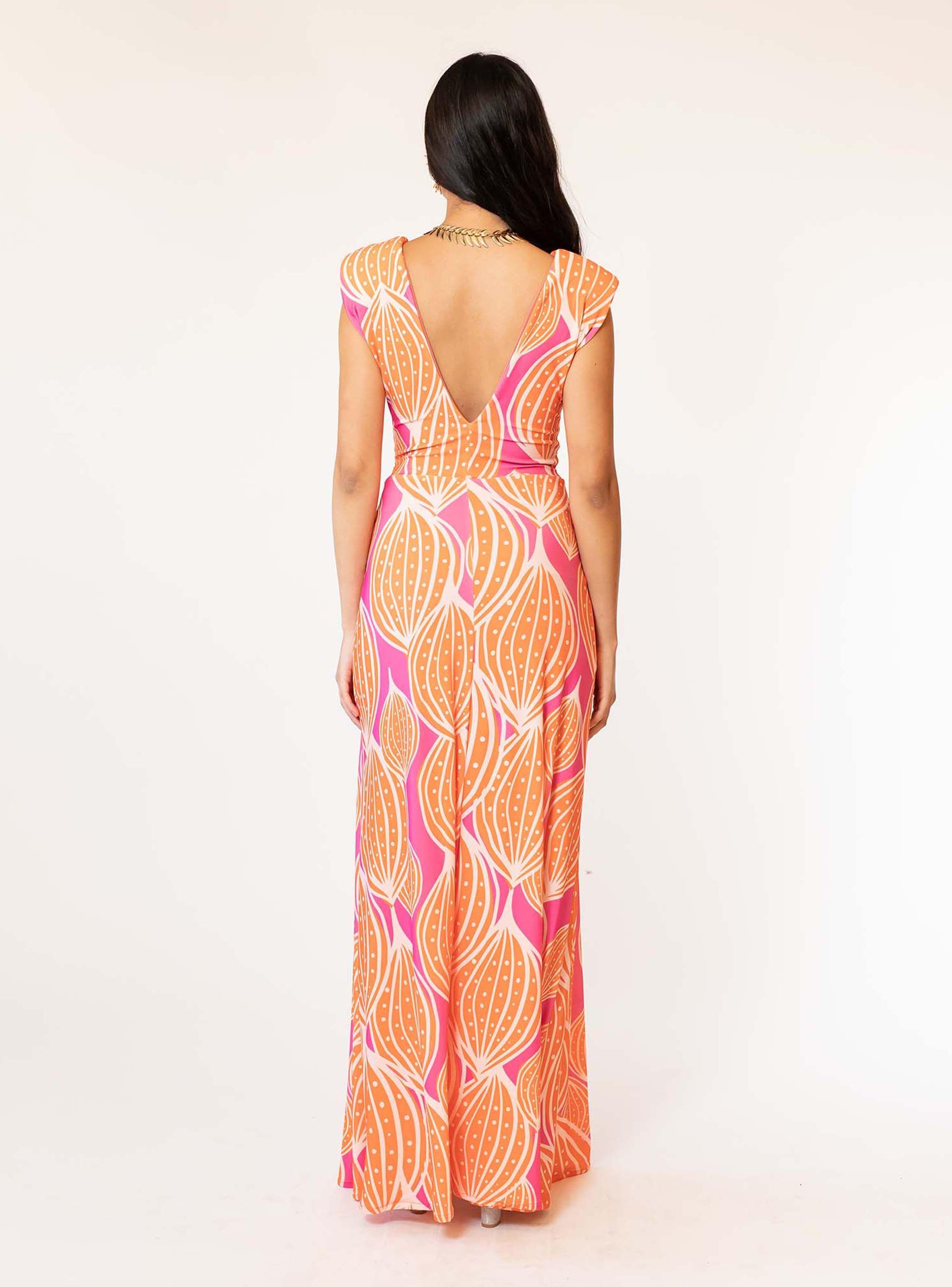 Vestido Camile Fucsia Vainas Naranjo Natalia Seguel-2