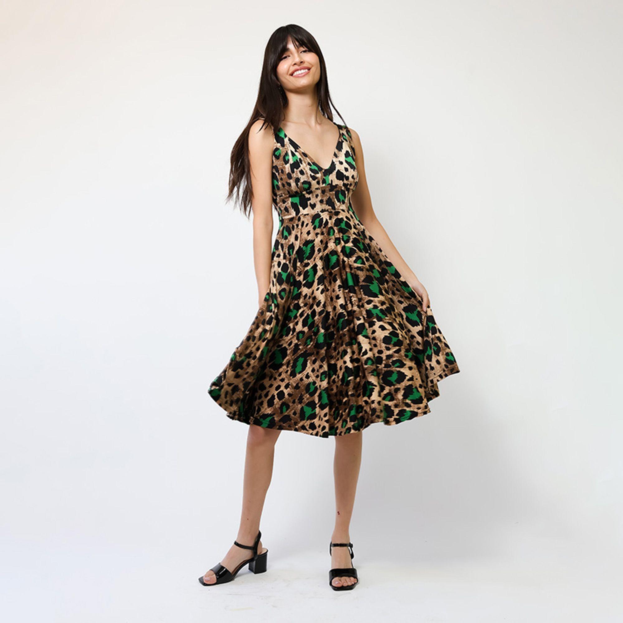 Vestido Dani Animalprint Verde | Natalia Seguel-3