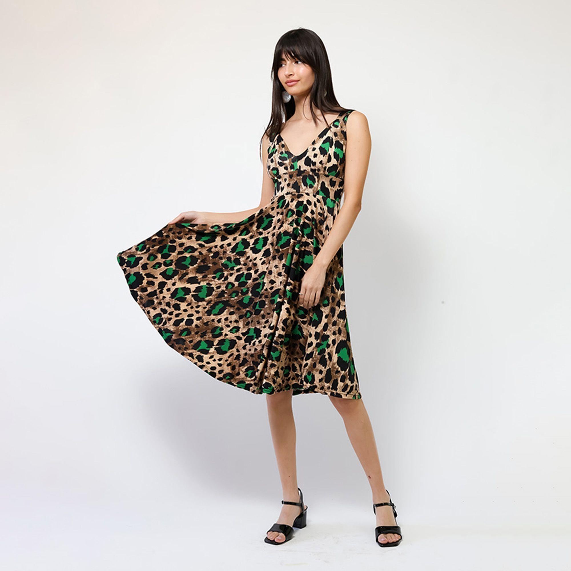 Vestido Dani Animalprint Verde | Natalia Seguel-4