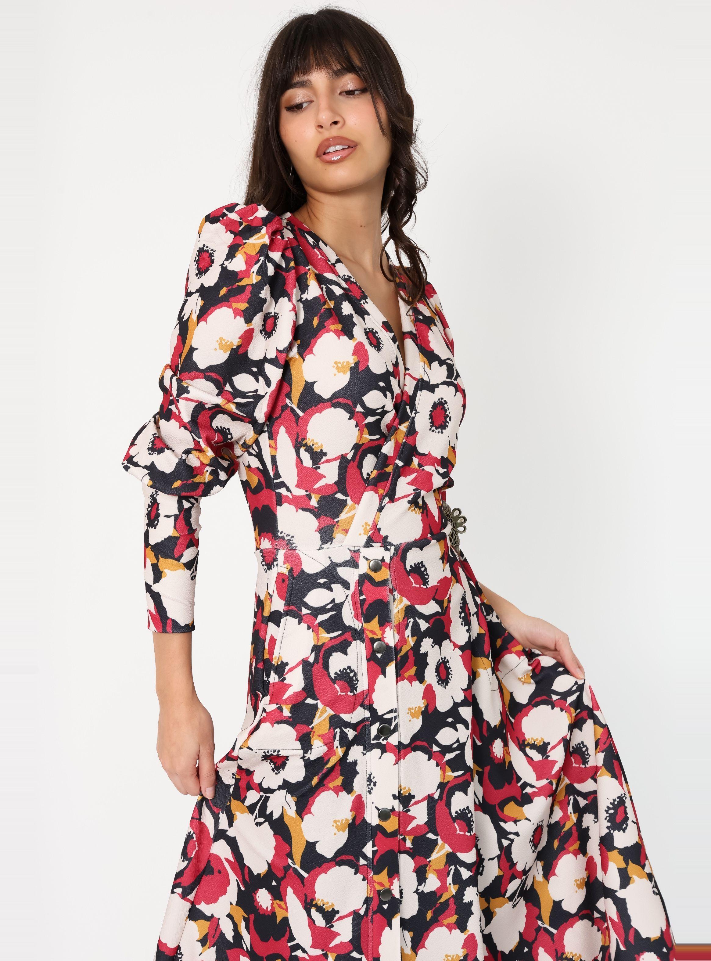 Vestido Mara Flores Magenta - Diseño Chileno | Natalia Seguel-5