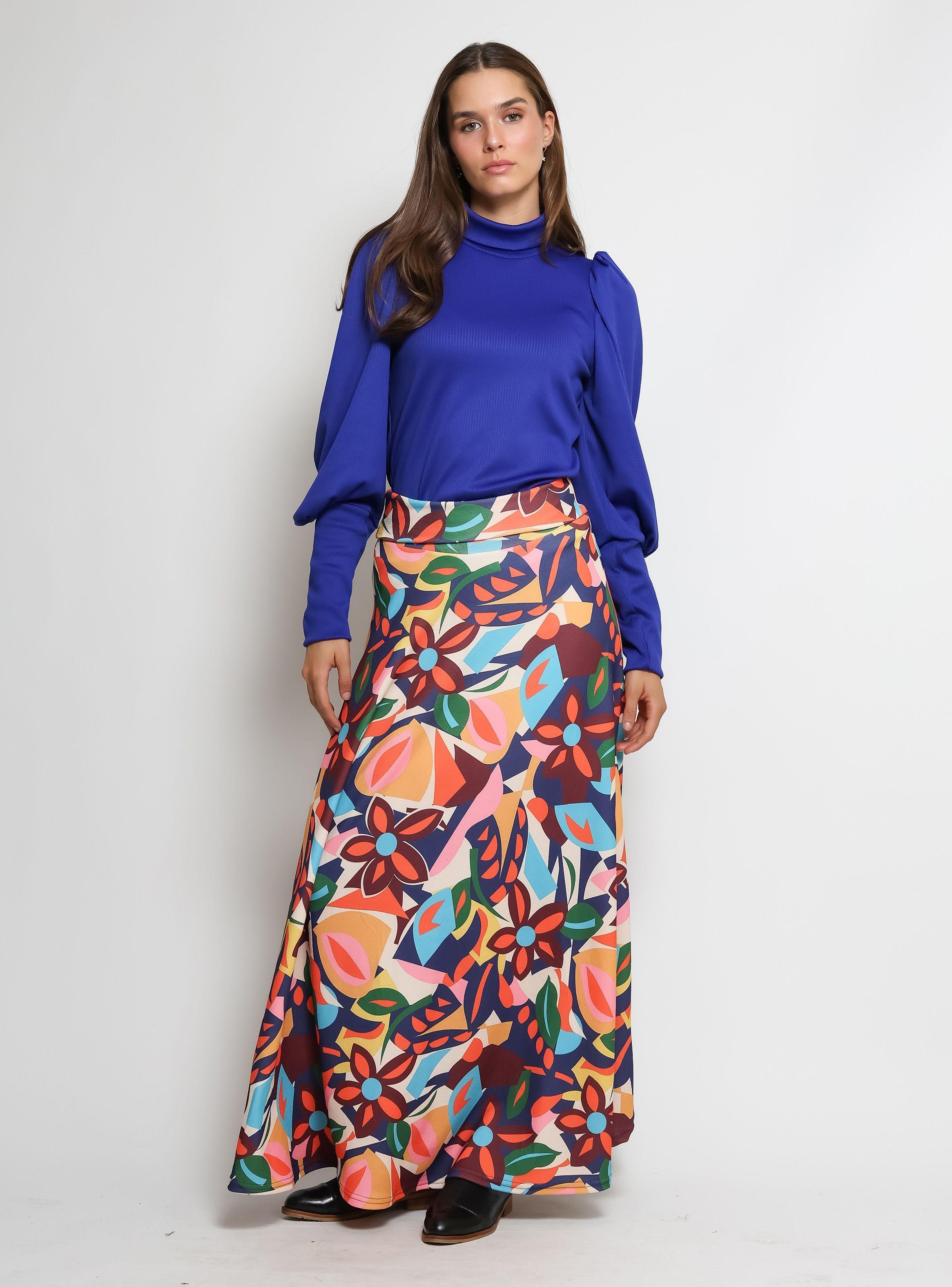 Falda Martina Flores Multicolor Natalia Seguel-3