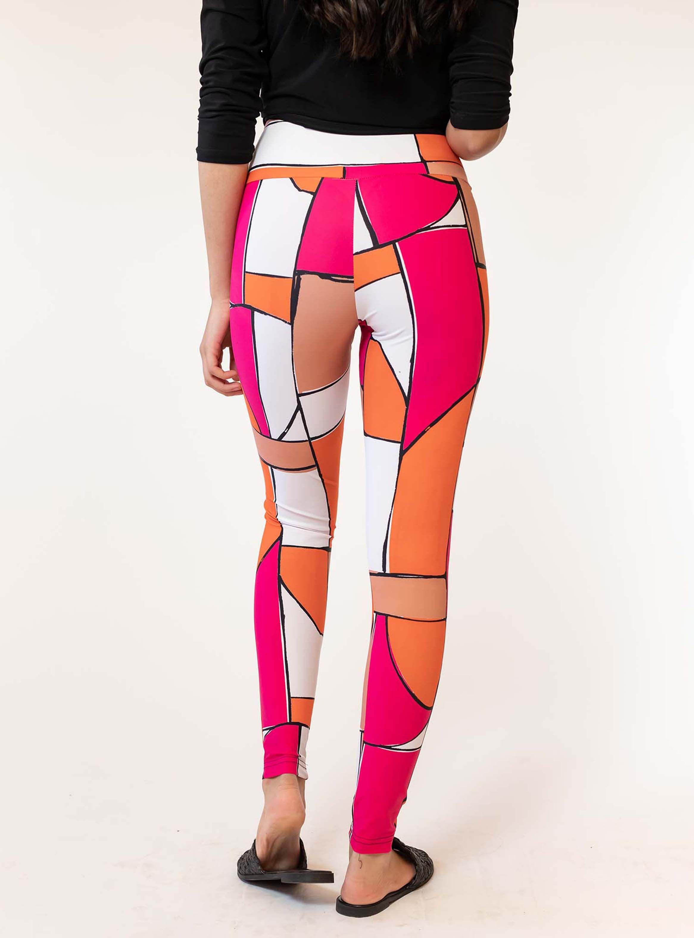 Calza Geometrico Naranjo Fucsia Natalia Seguel-2