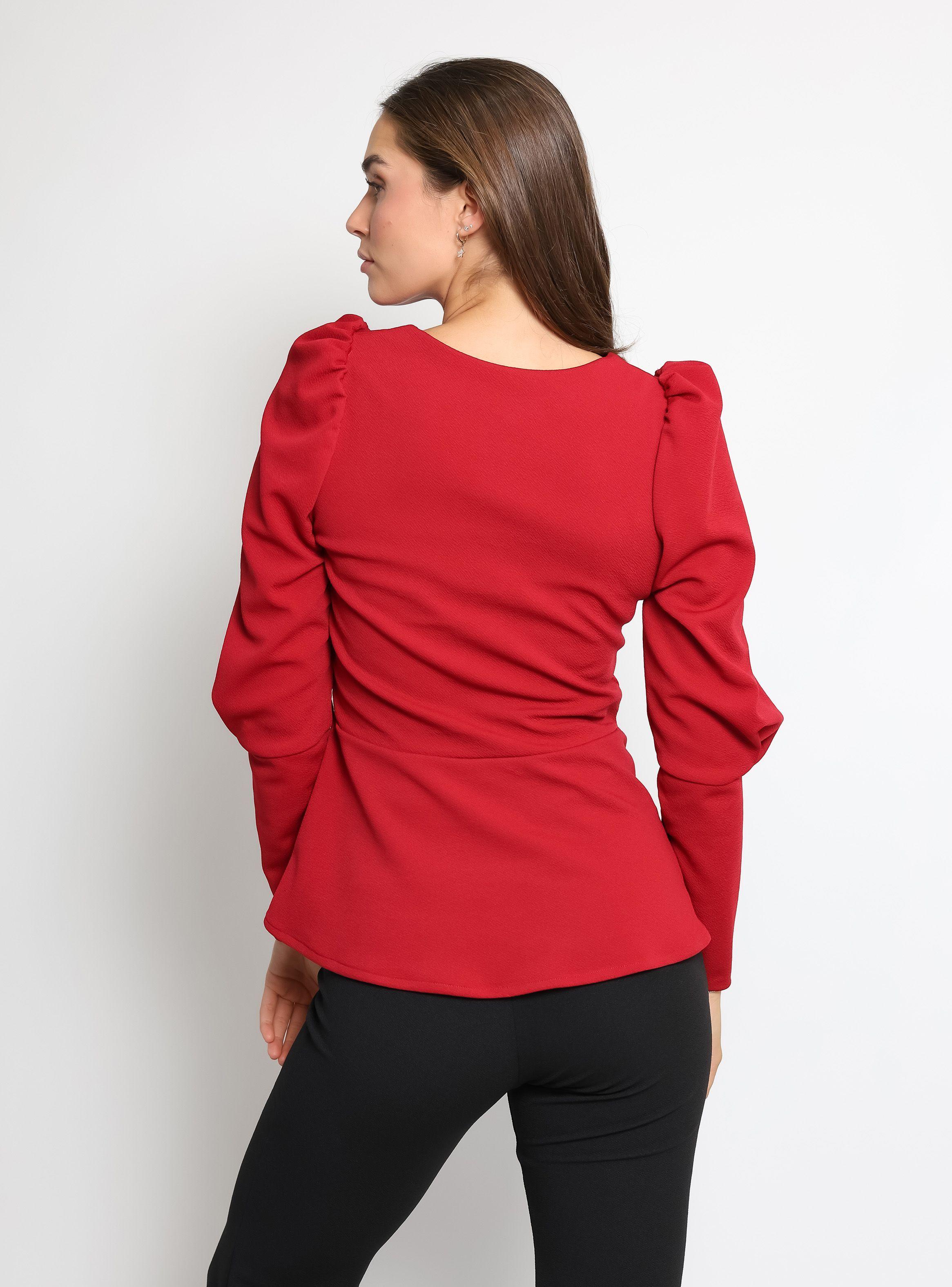 Polera Peplum Rojo Natalia Seguel-4