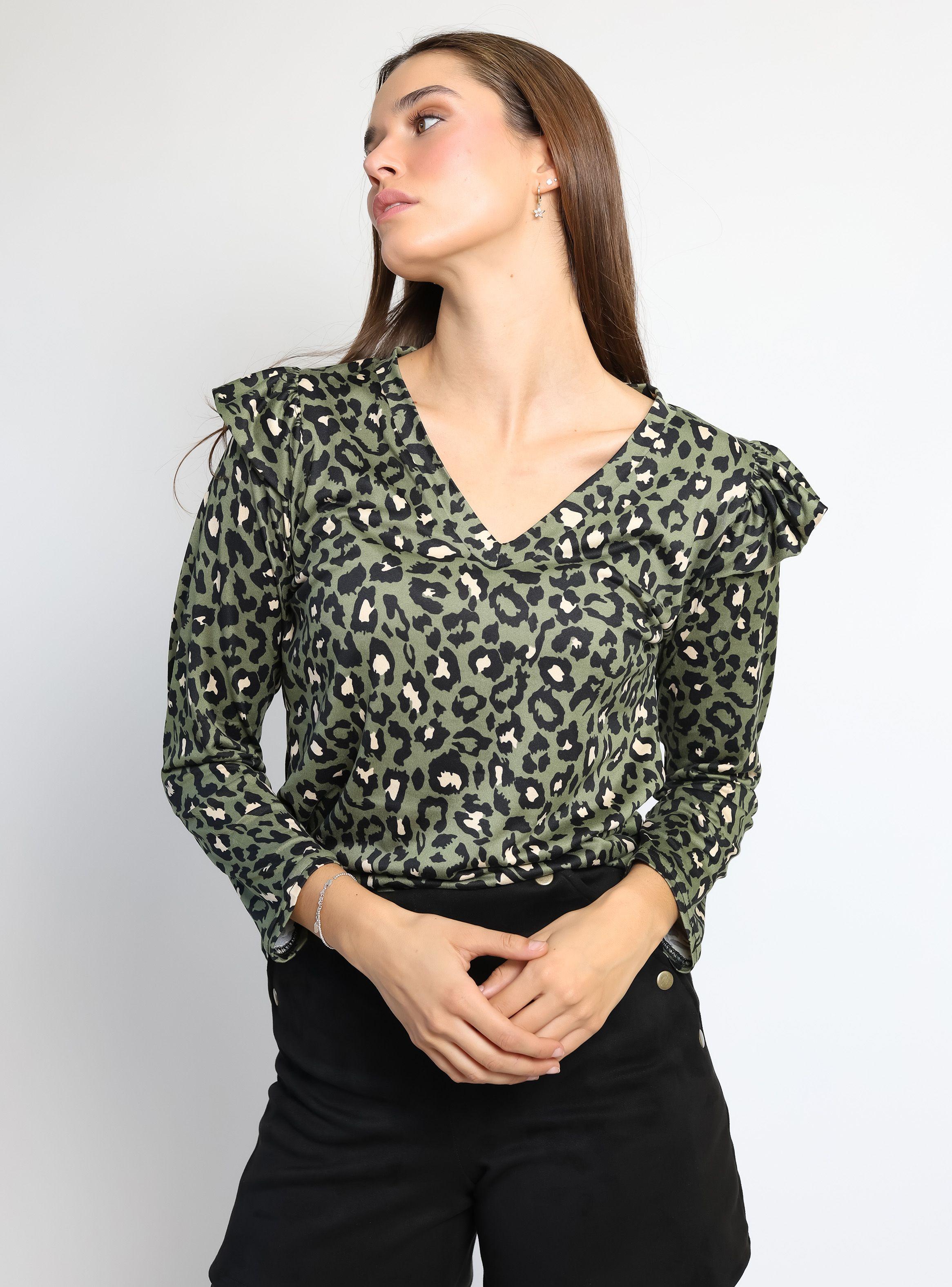 Polera Tami Animal print Verde Musgo Natalia Seguel-0