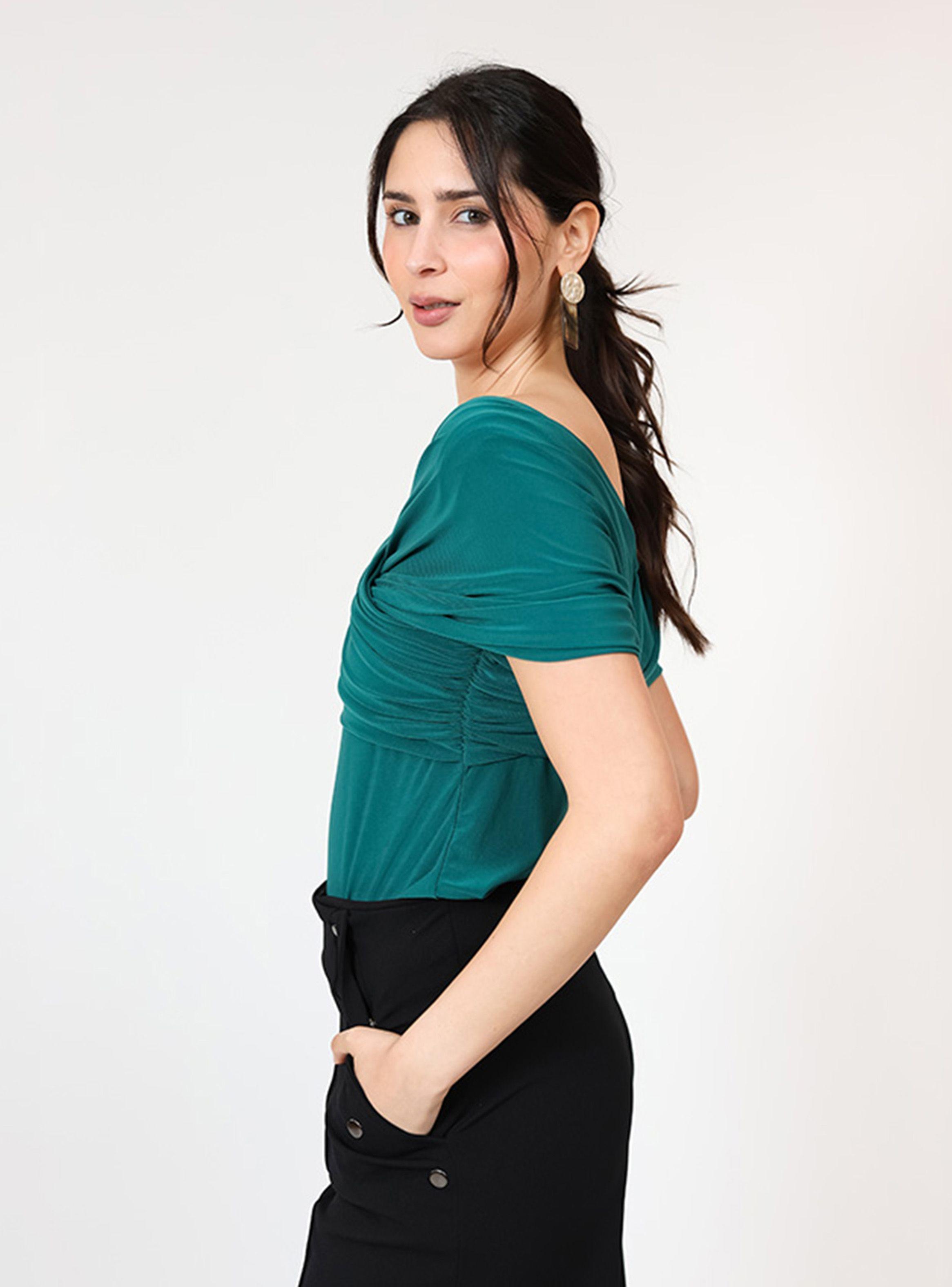 Polera Suri Verde Botella Manga Corta Natalia Seguel-2