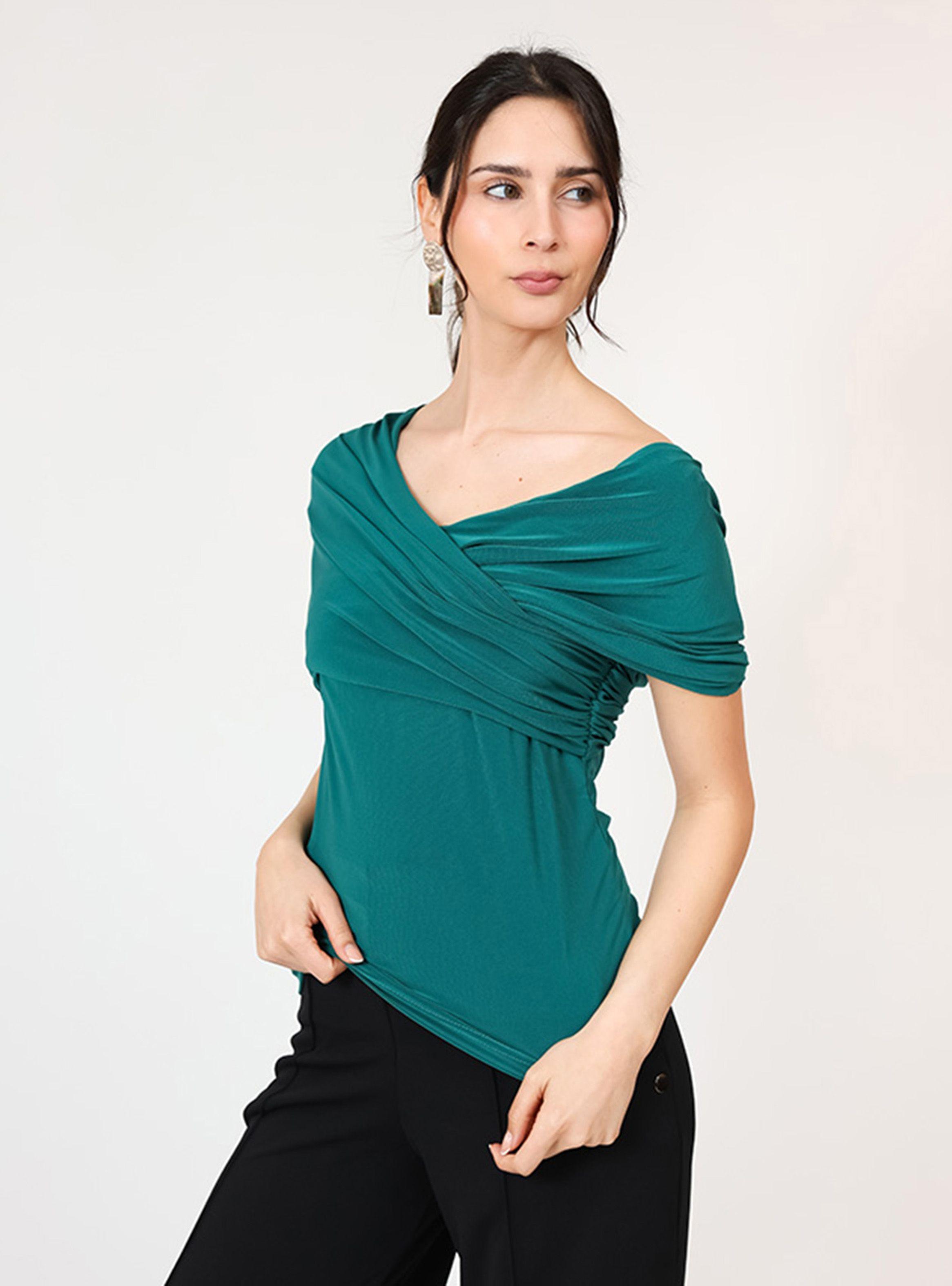 Polera Suri Verde Botella Manga Corta Natalia Seguel-3