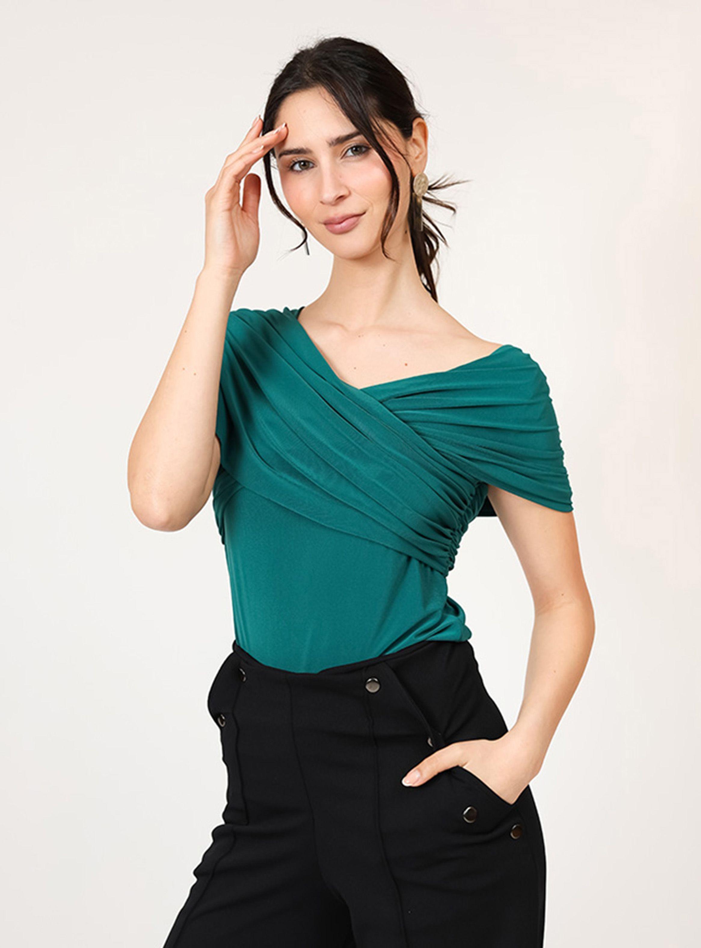 Polera Suri Verde Botella Manga Corta Natalia Seguel-4